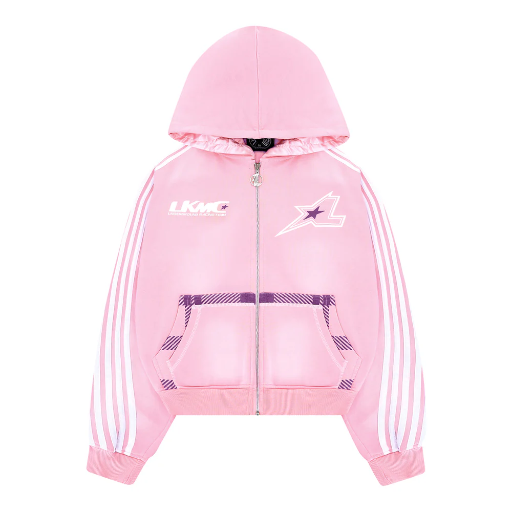 Zip Hoodie Striped - Pink