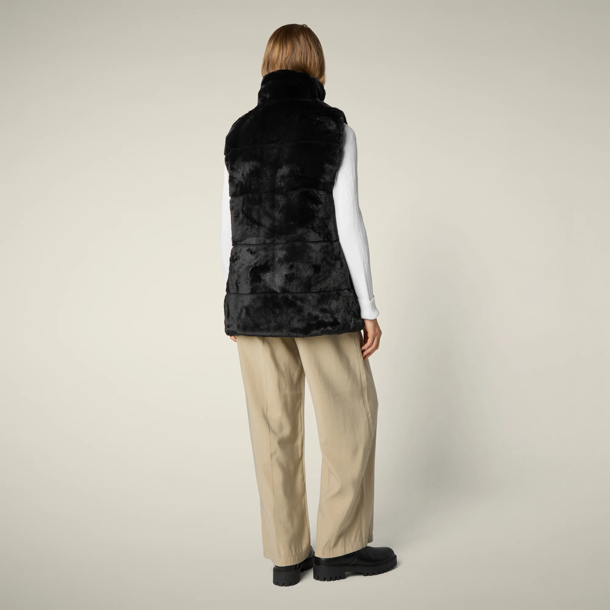 Women's Reversible Faux Fur Vest Nives in Black