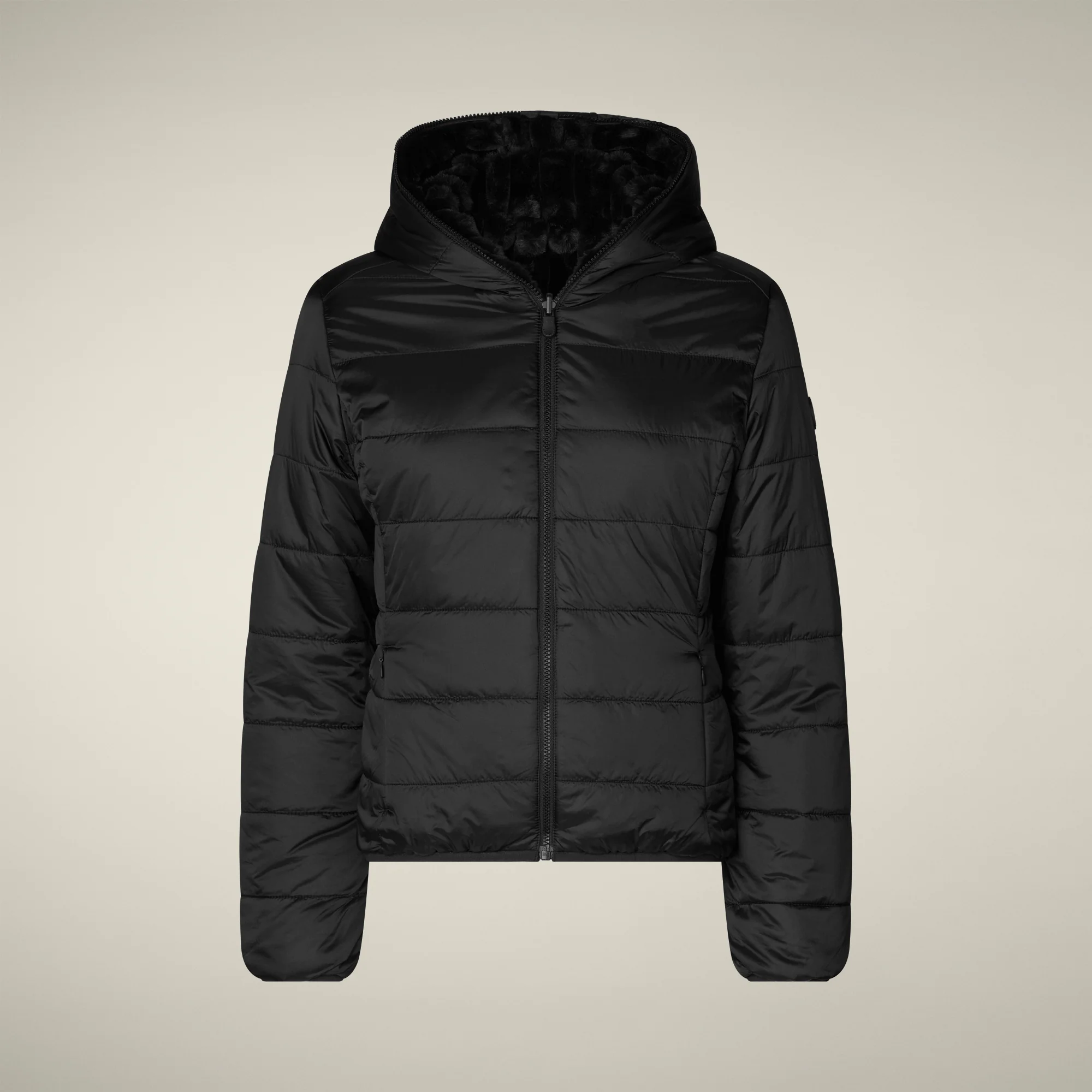 Women's Reversible Faux Fur Jacket este in black