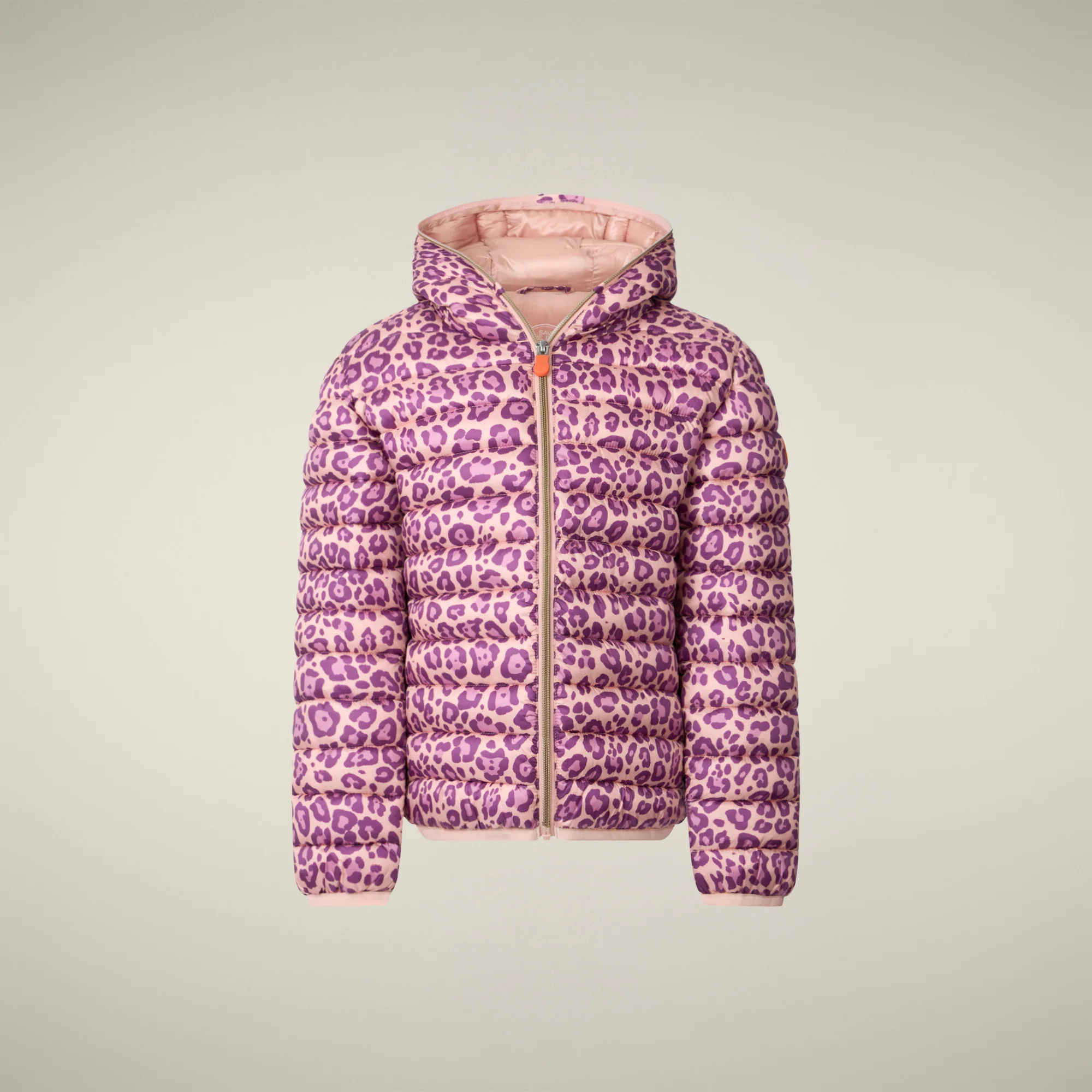 Girls' Puffer Jacket Aga WIth Pink Leopard Print