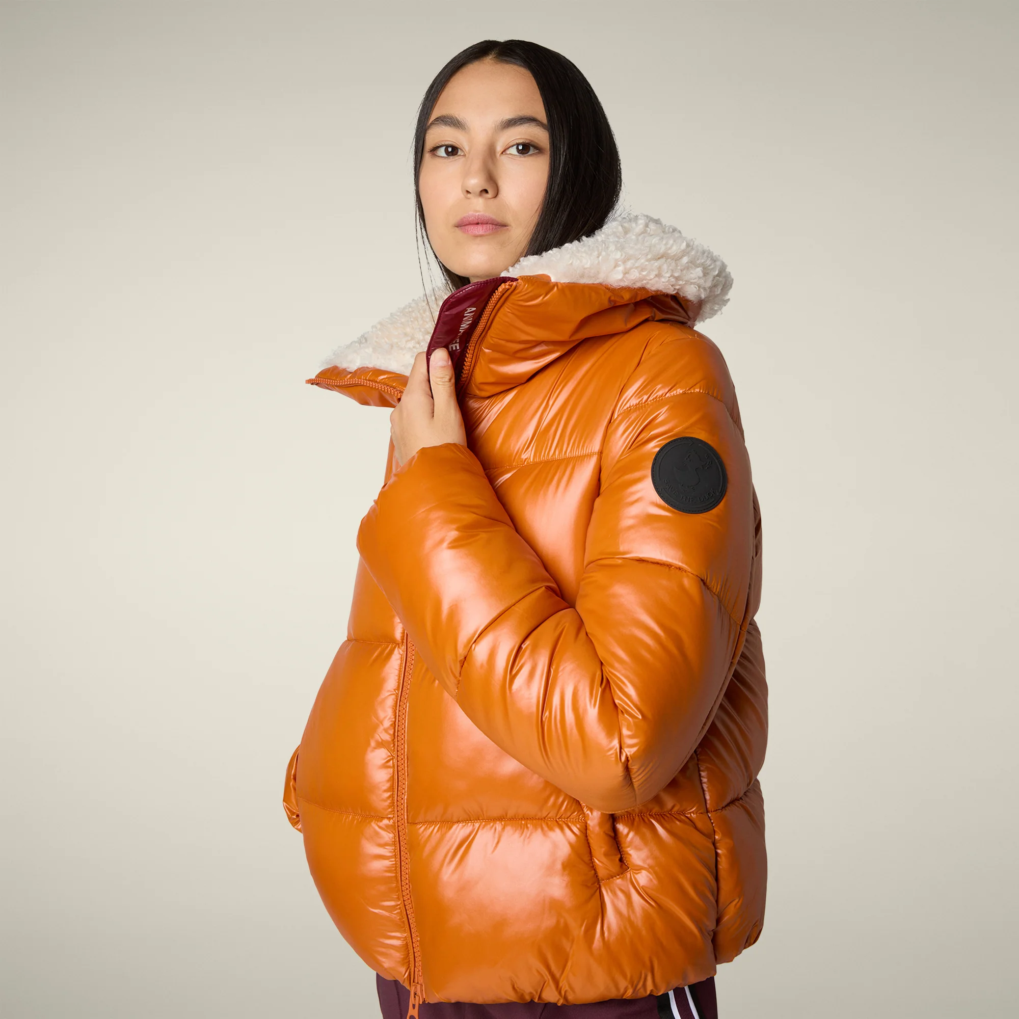 Women's Animal free puffer jacket Moma in fox brown