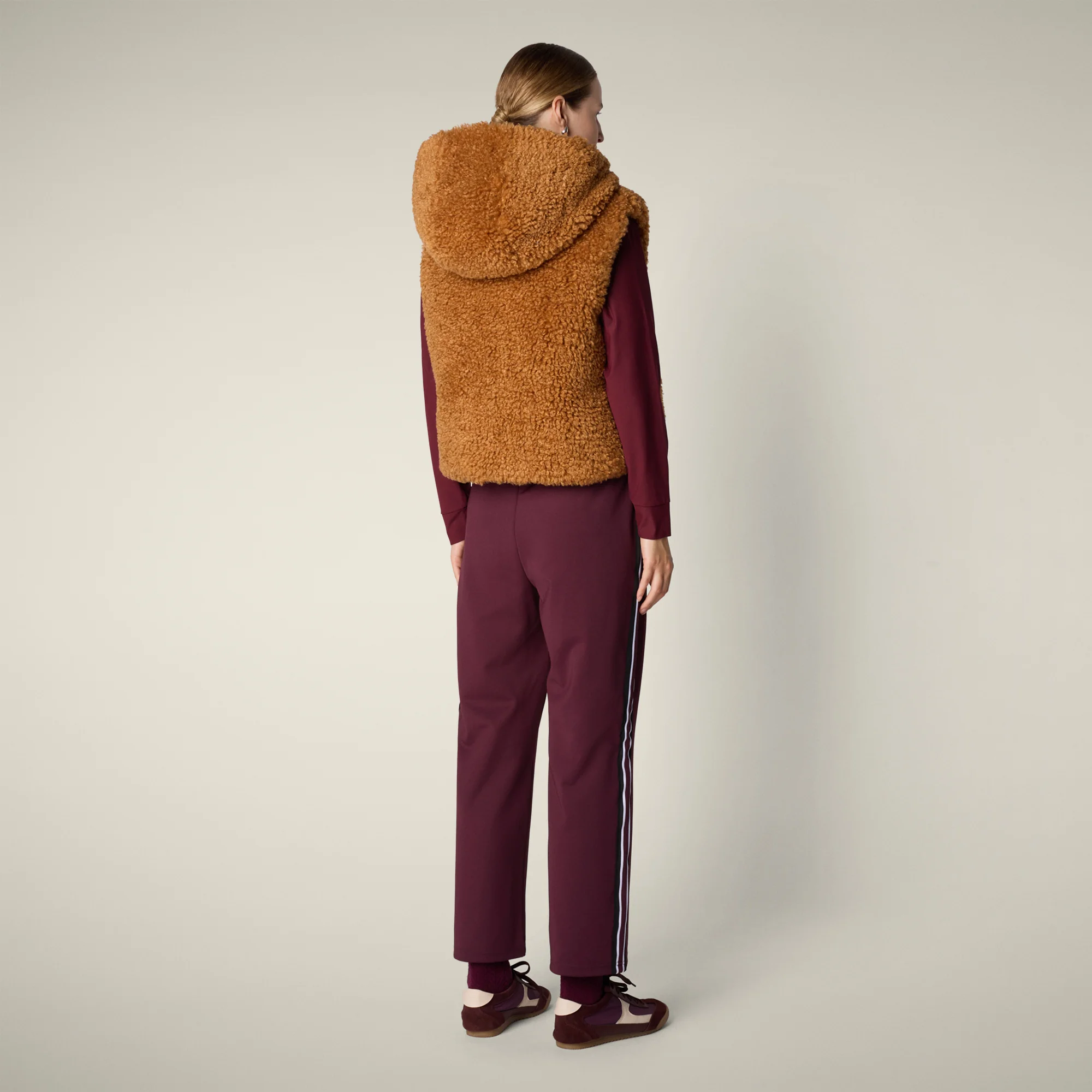 Women's faux fur Vest AYLA in toffee brown