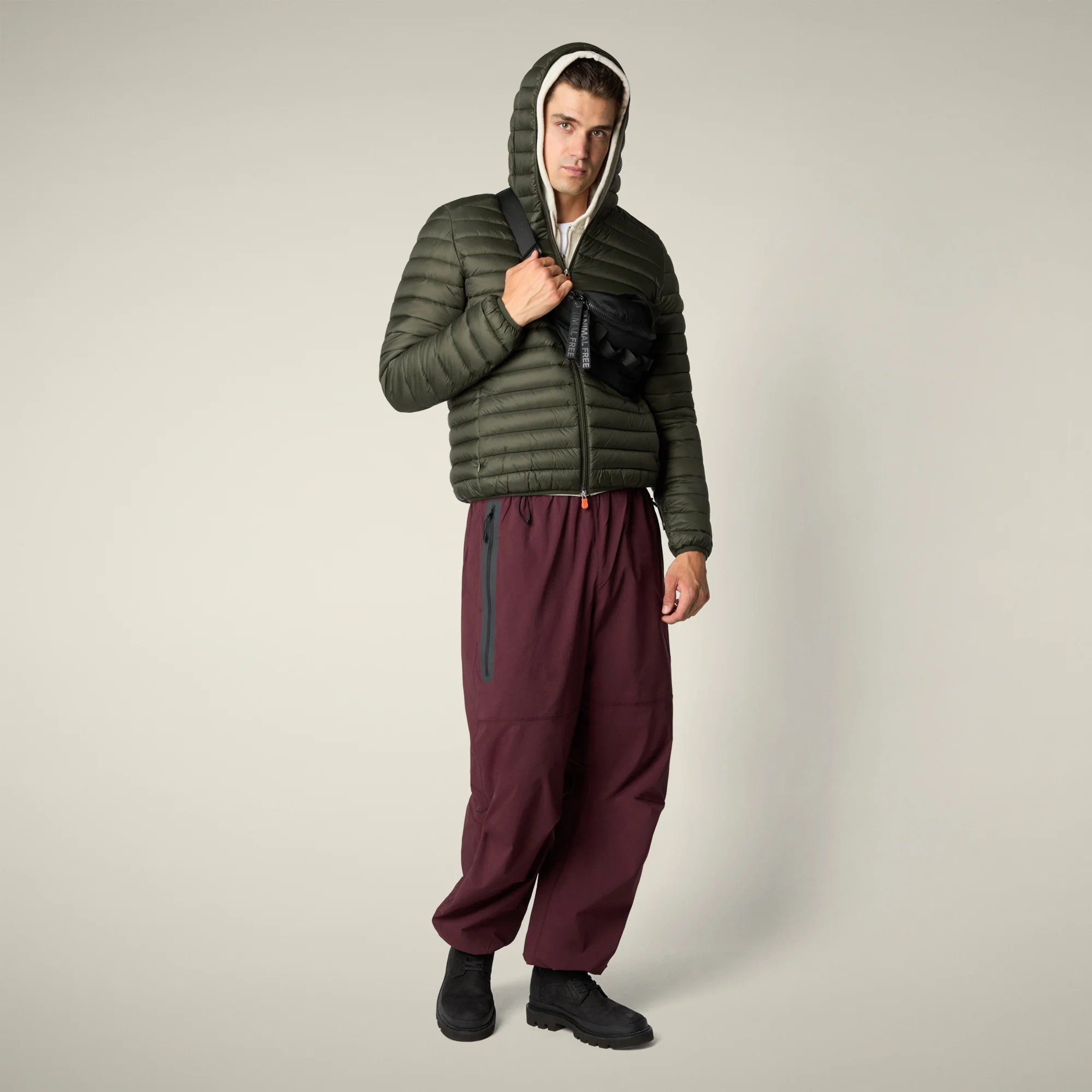 Men's Animal free puffer Jacket Donald in Land Green