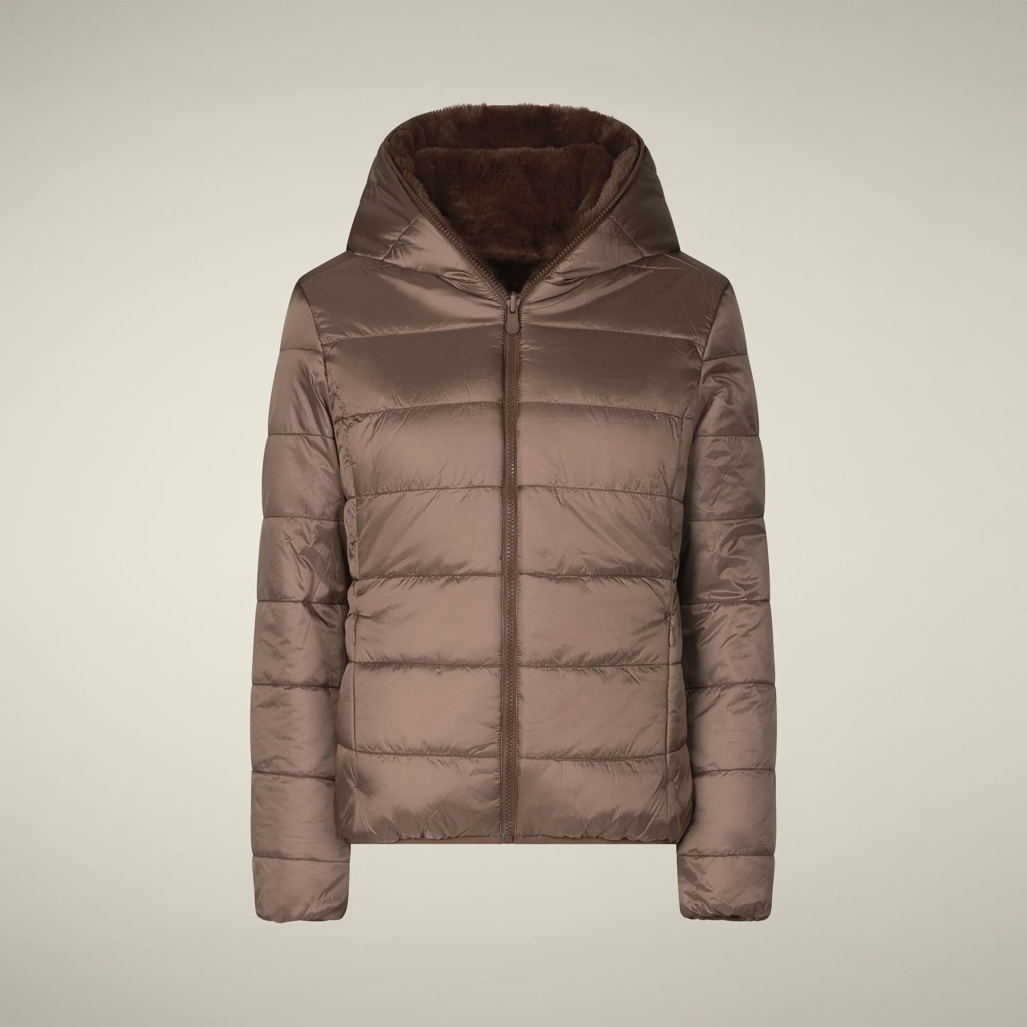 Women's Reversible Faux Fur Jacket Laila in Teddy Brown