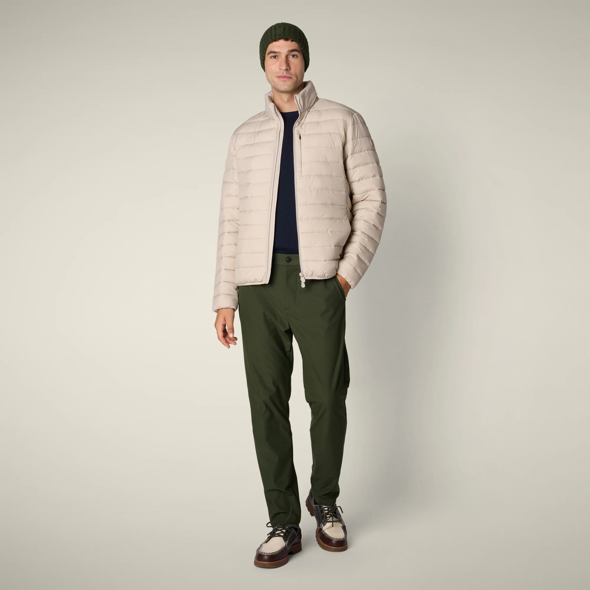 Men's animal free puffer Jacket Erion in Rainy Beige