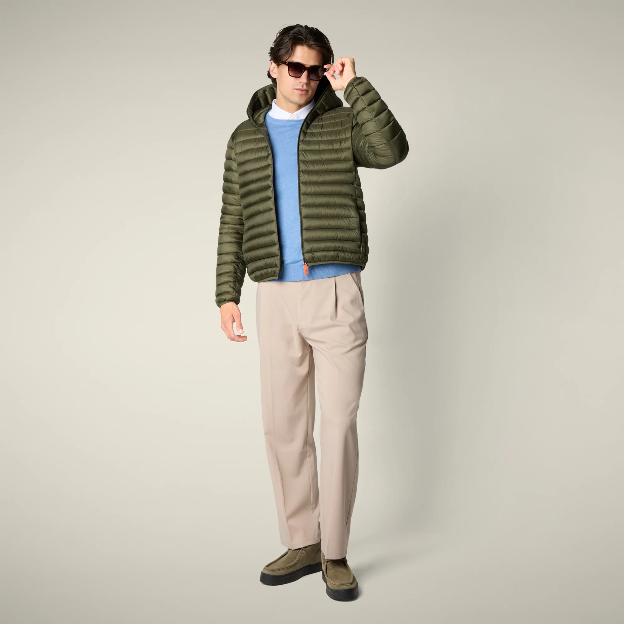 Men's Animal free puffer Jacket Devon in Dusty Olive