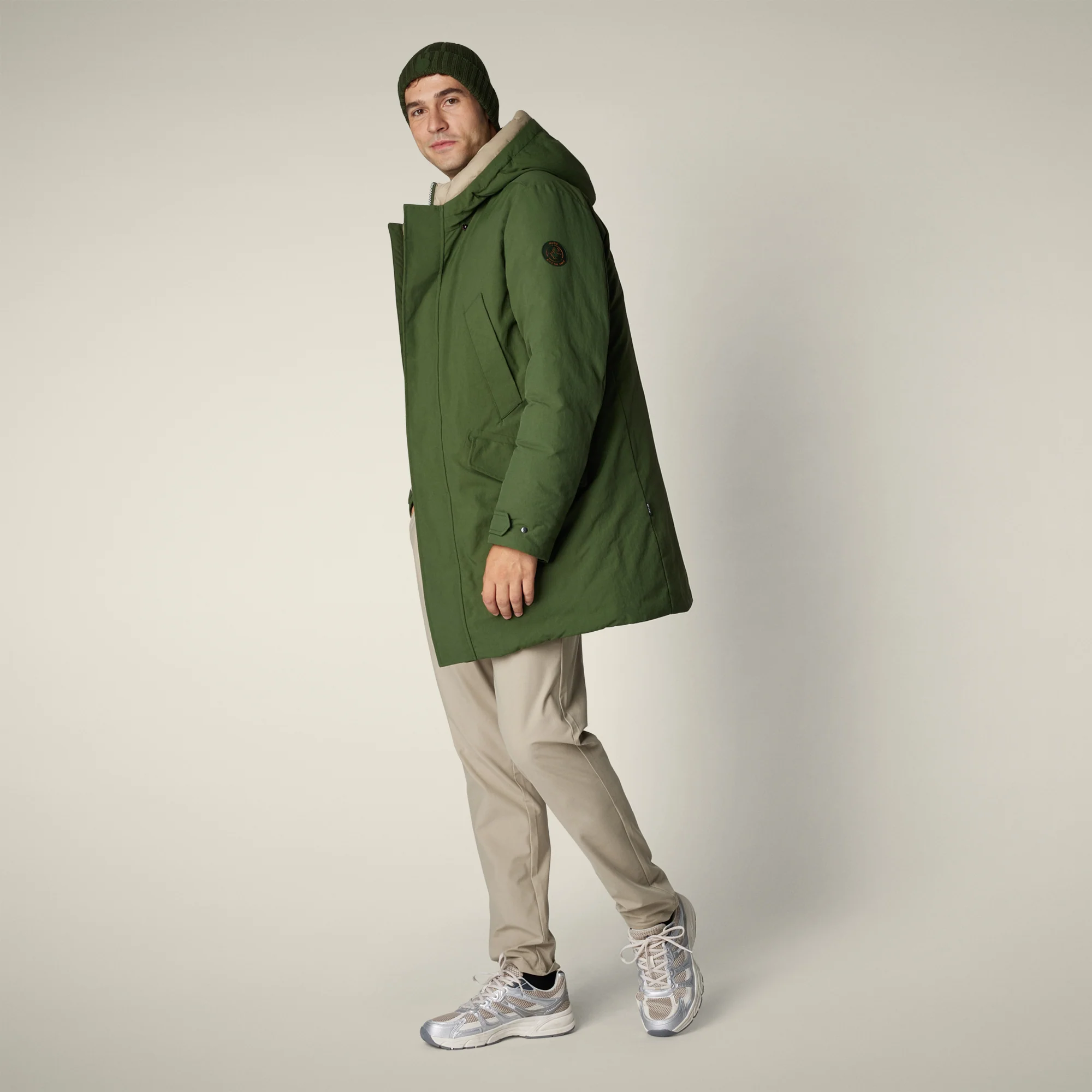 Men's Parka Valley in Pine Green and Stone Beige
