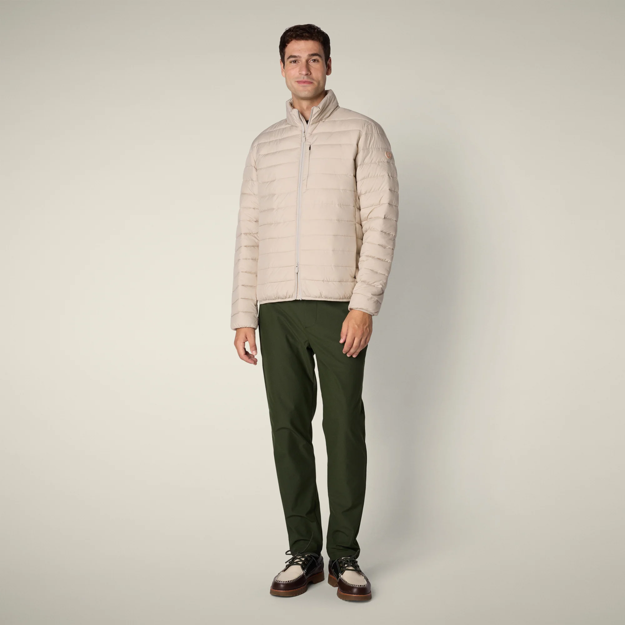 Men's animal free puffer Jacket Erion in Rainy Beige