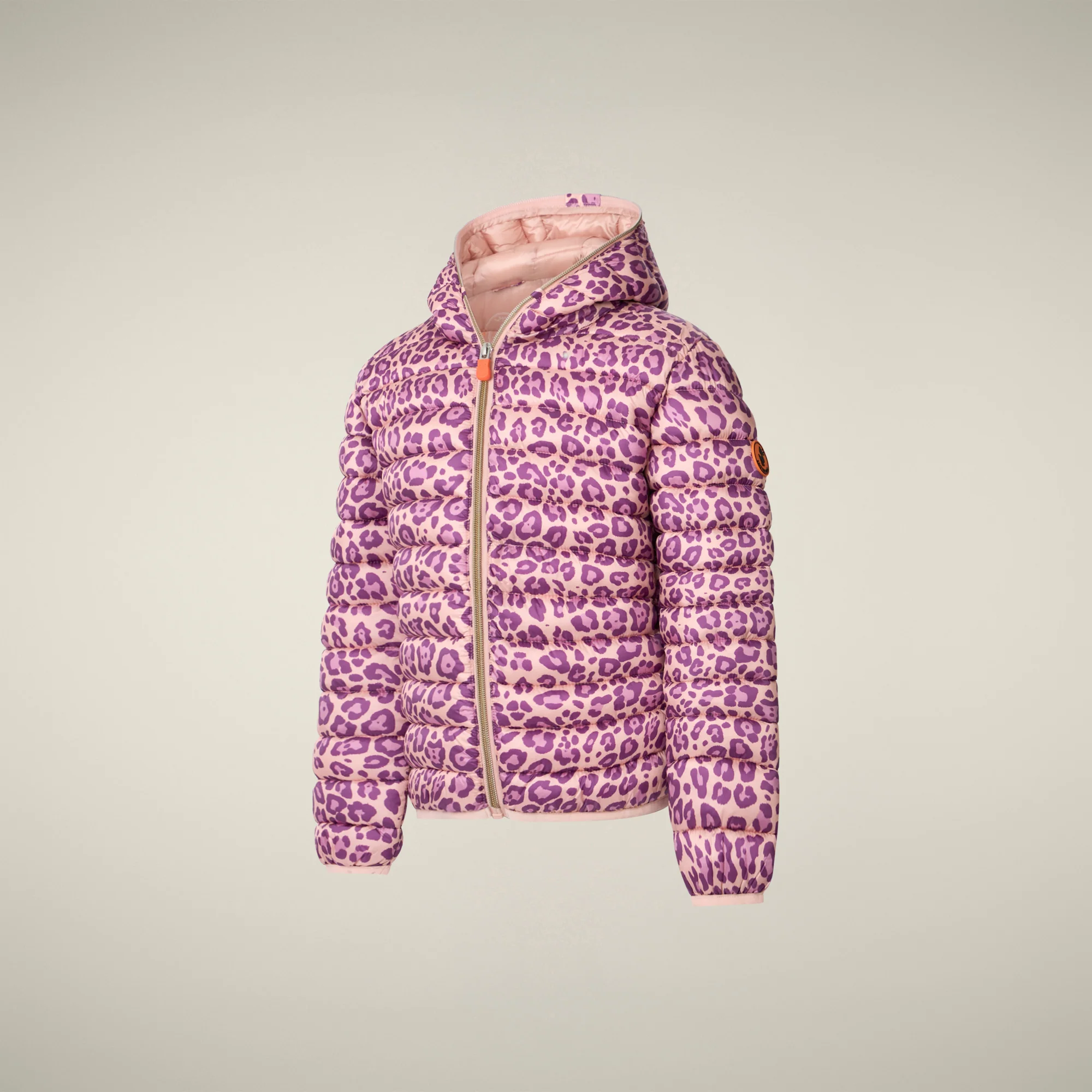 Girls' Puffer Jacket Aga WIth Pink Leopard Print