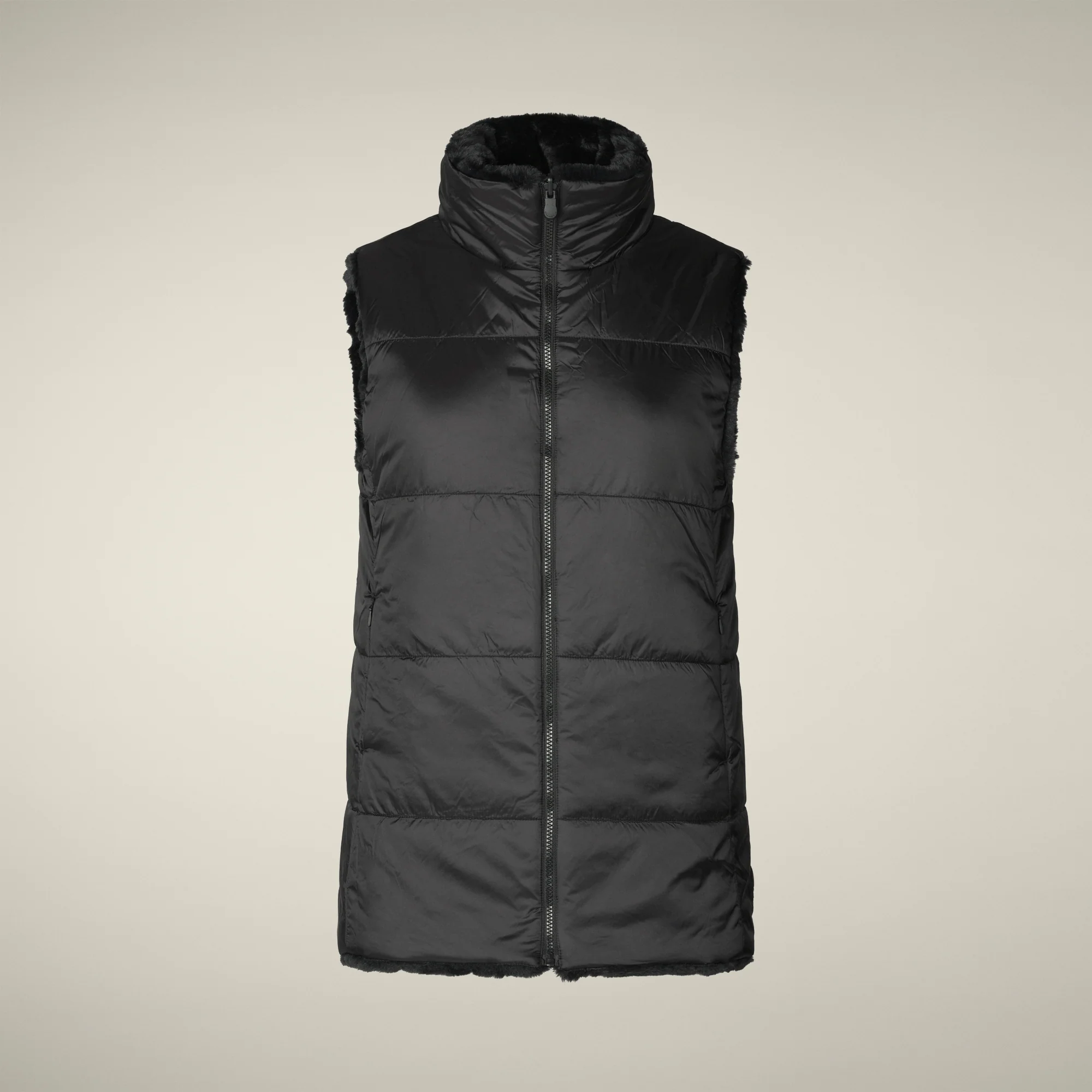 Women's Reversible Faux Fur Vest Nives in Black
