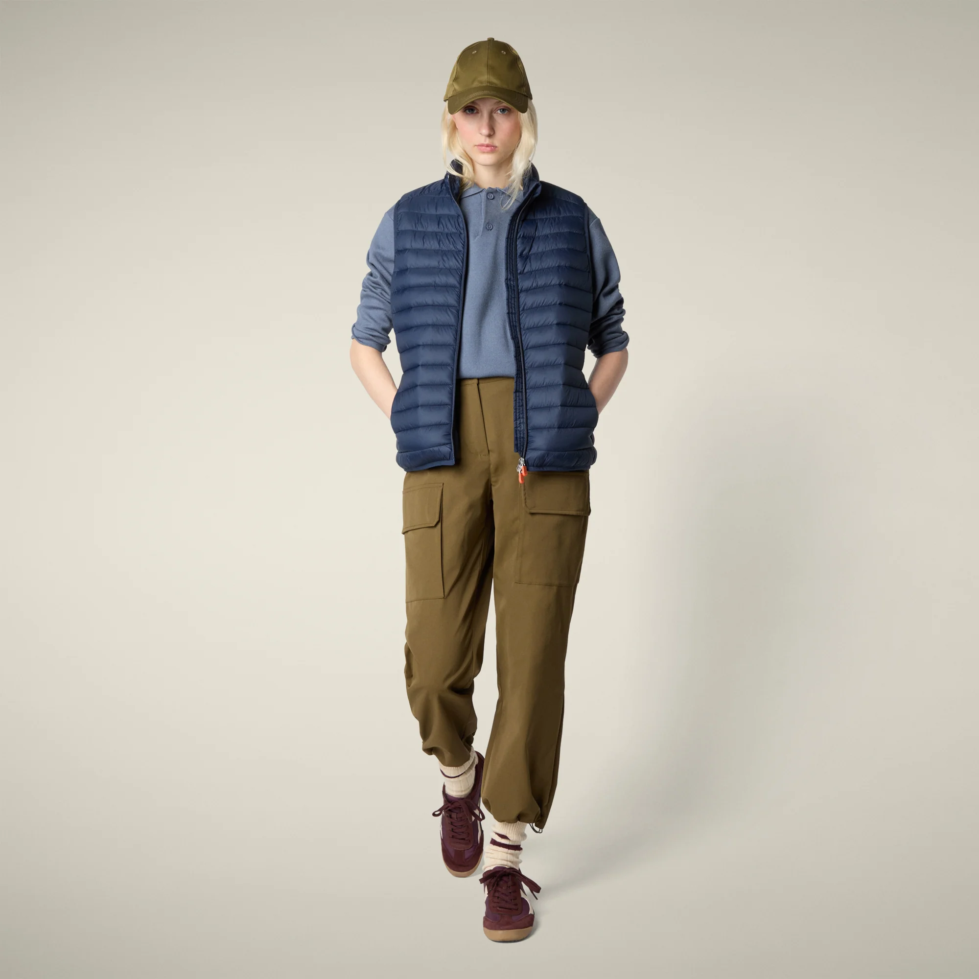 Women's Animal free puffer Vest Charlotte in Navy Blue