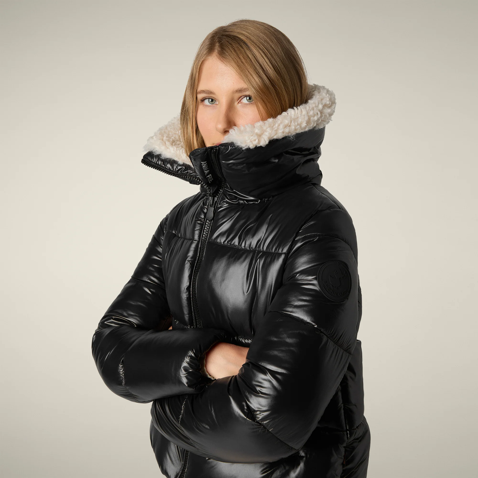 Women's Animal free puffer jacket Moma in black