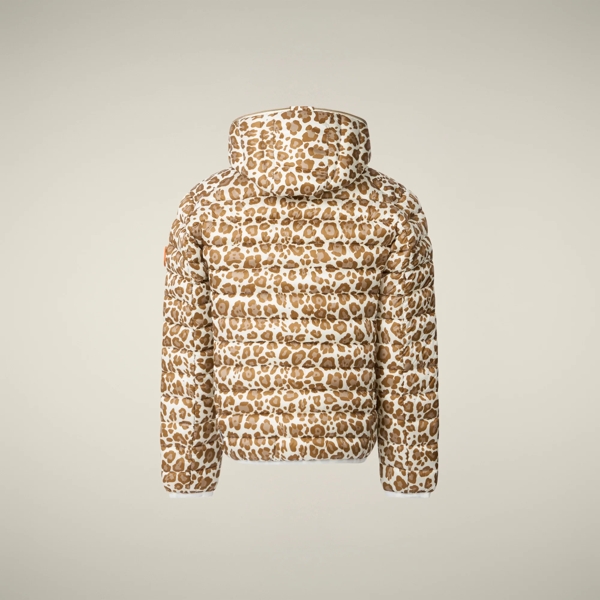 Girls' Puffer Jacket Aga WIth Brown Leopard Print