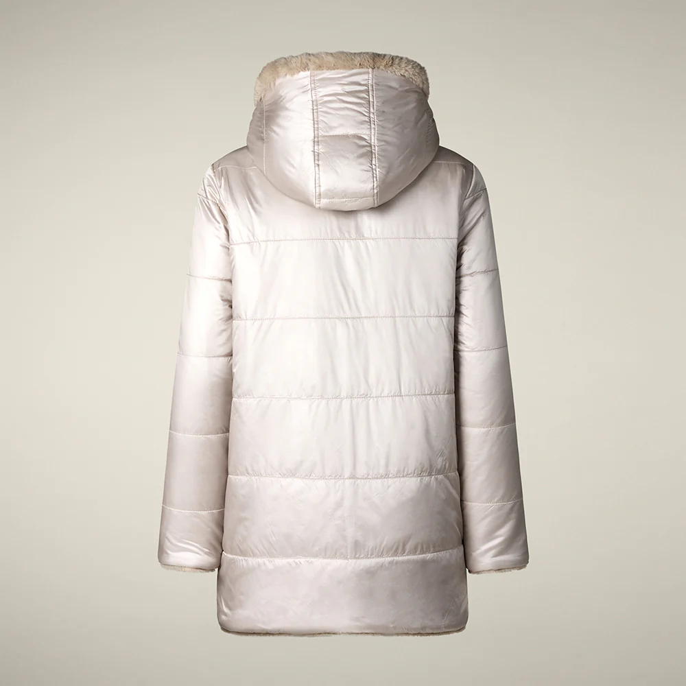 Women's Reversible Faux Fur JACKET Bridget in rainy beige