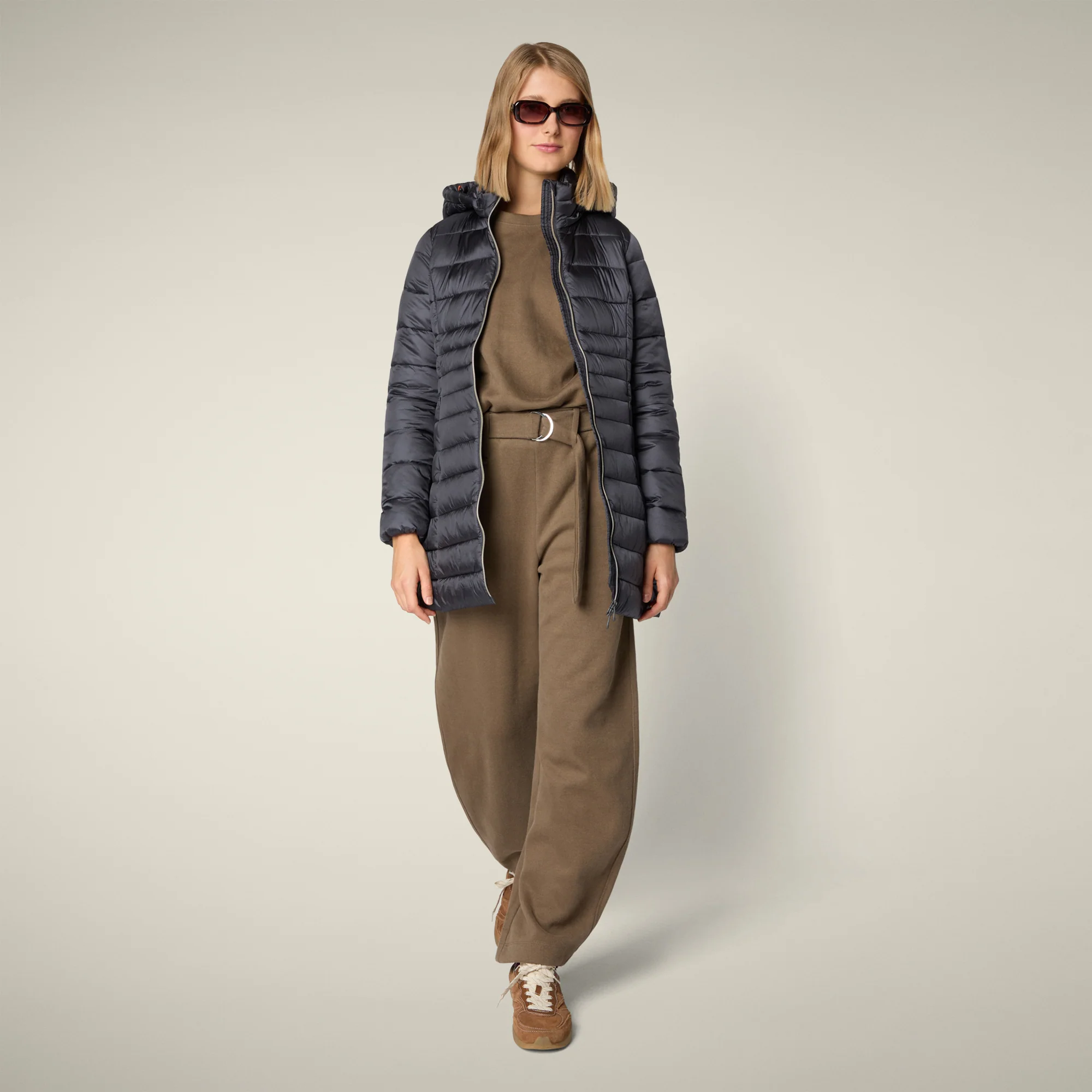 Women's Animal free puffer coat Reese in ebony grey