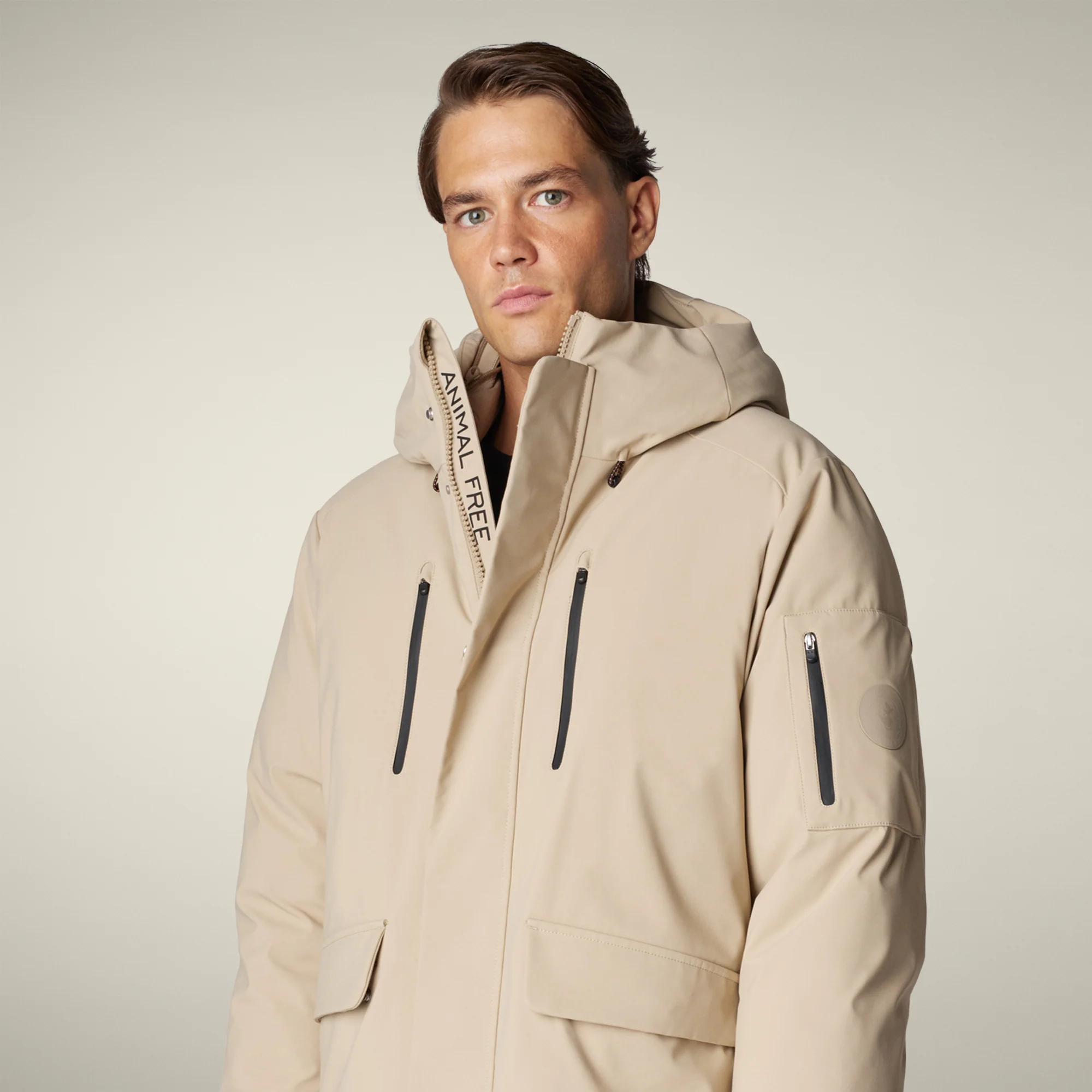 Men's parka hiram  in stone beige