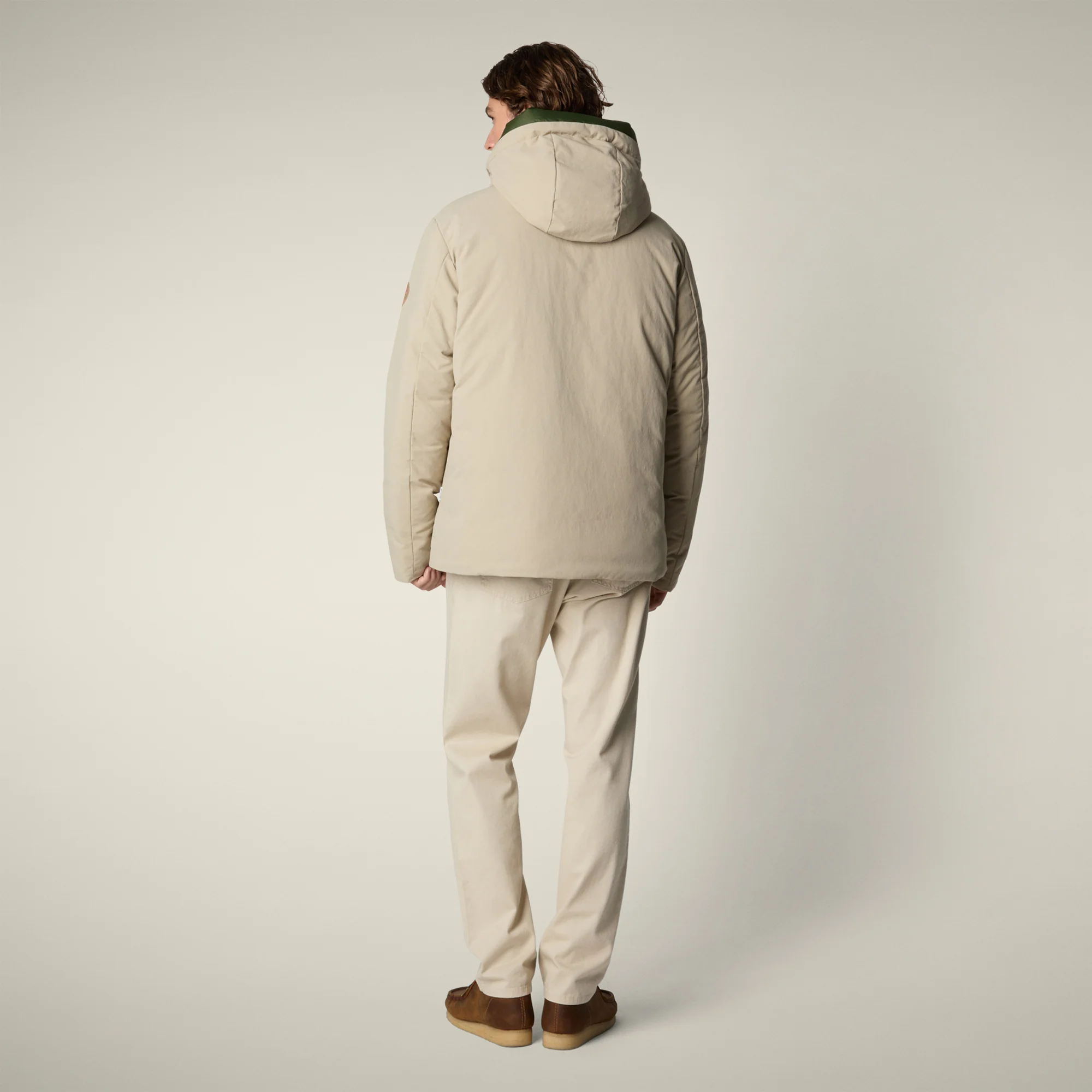 Men's Parka Enzo in Stone Beige and Pine Green