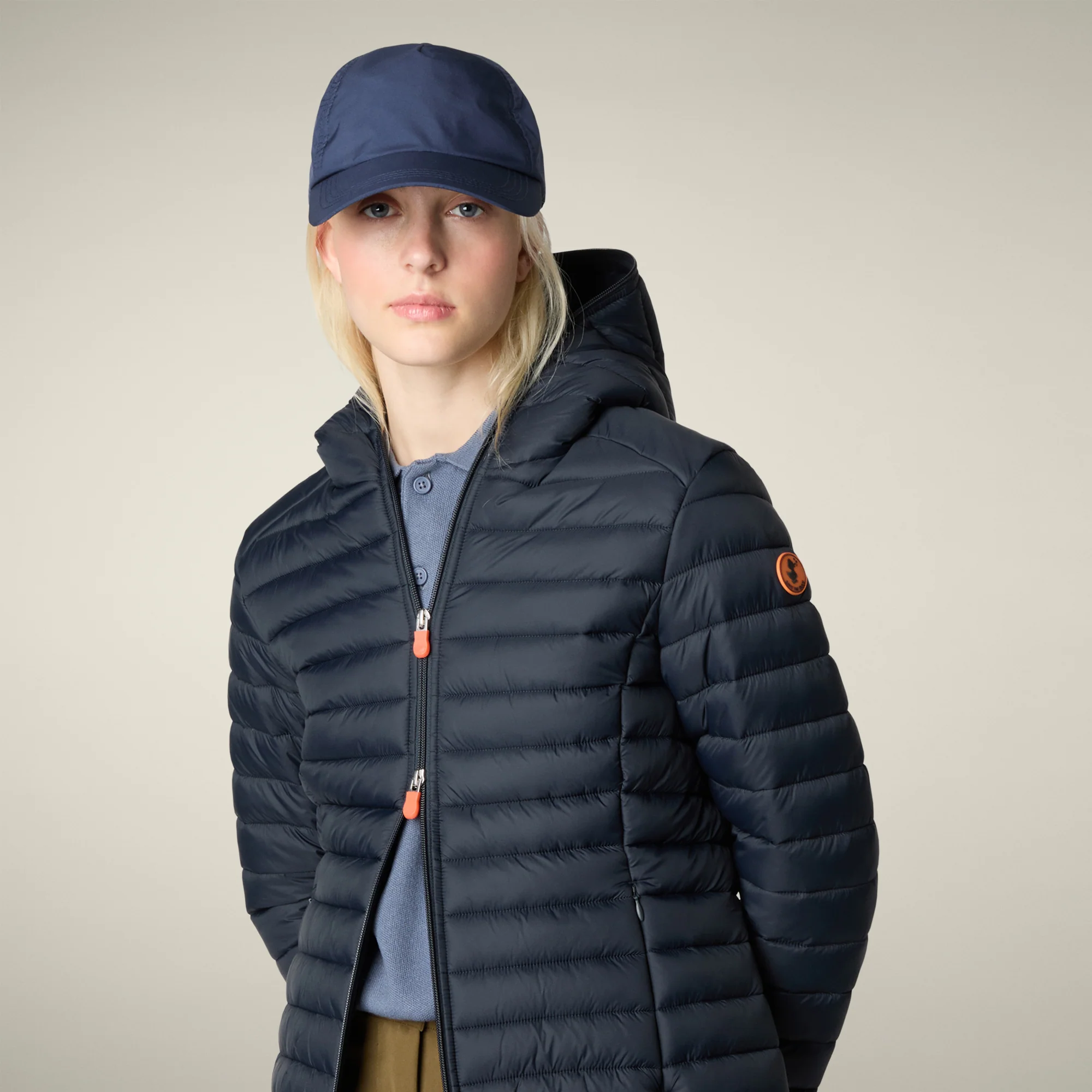 Women's Animal free puffer Jacket Daisy in Blue Black