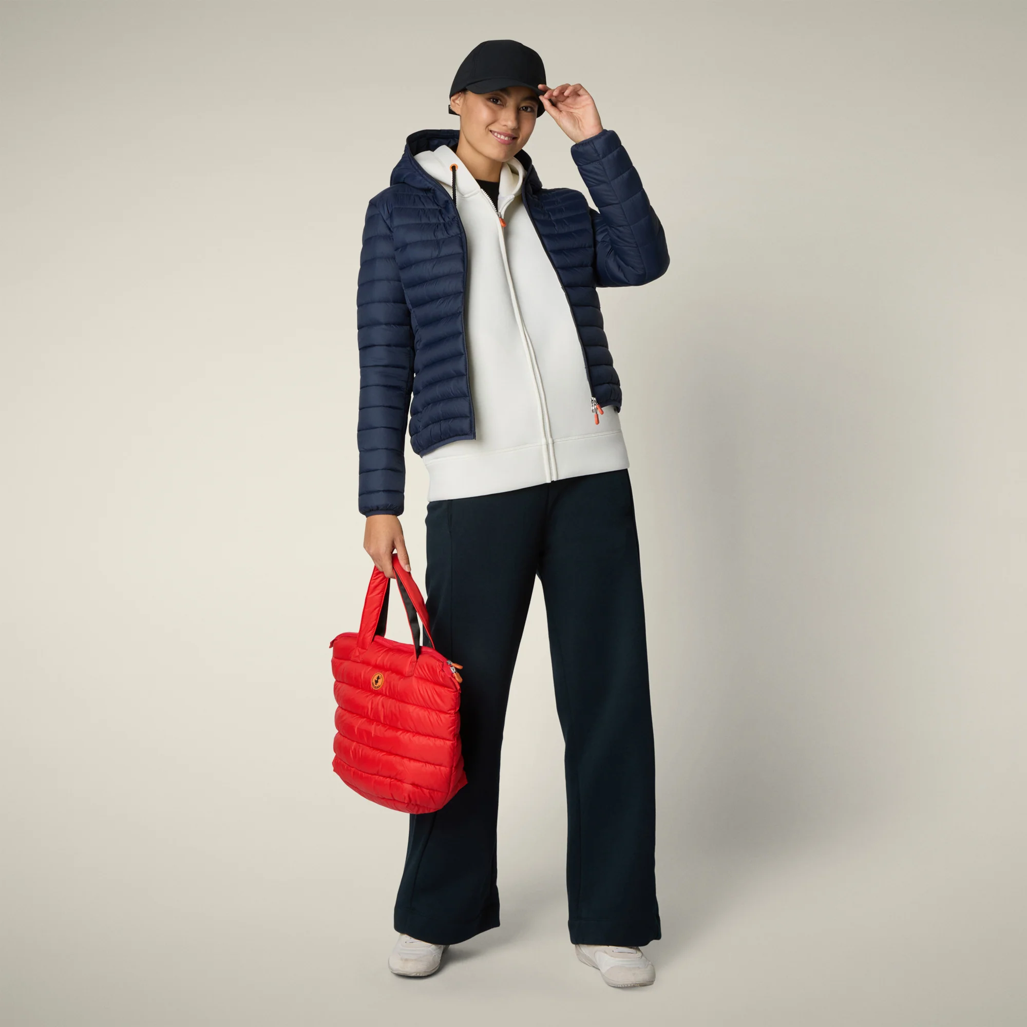 Women's Animal free puffer Jacket Daisy in Navy Blue