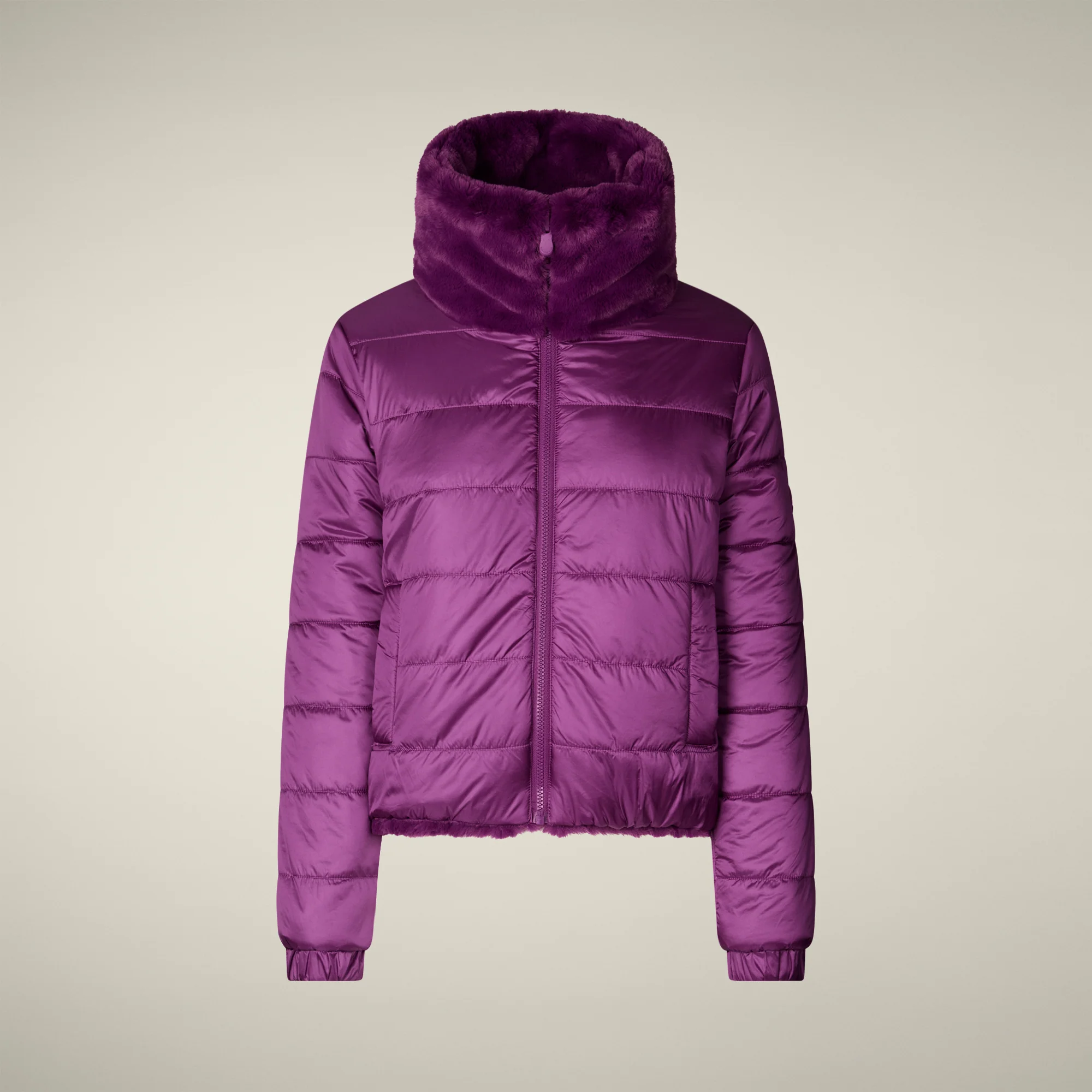 Women's Reversible Faux Fur Jacket Jeon in cyclamen violet