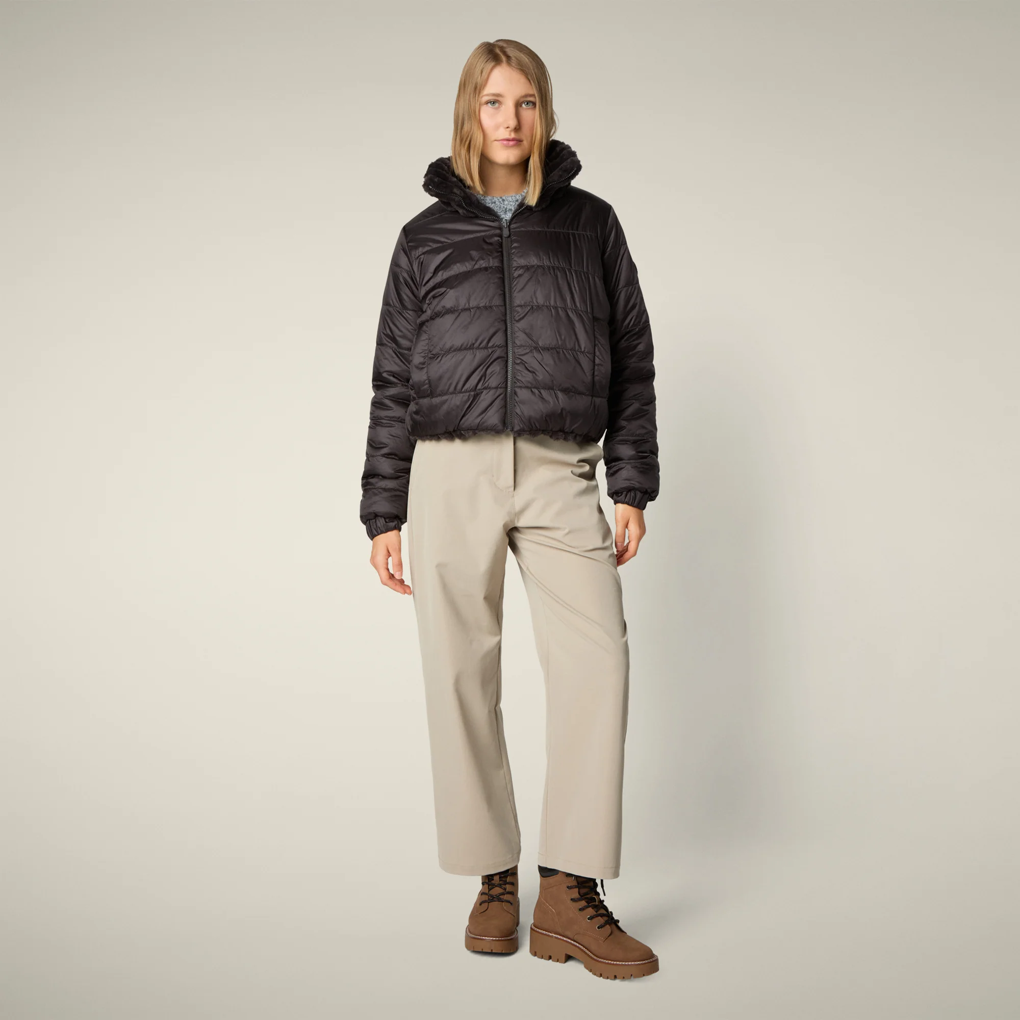 Women's Reversible Faux Fur Jacket elina in brown black