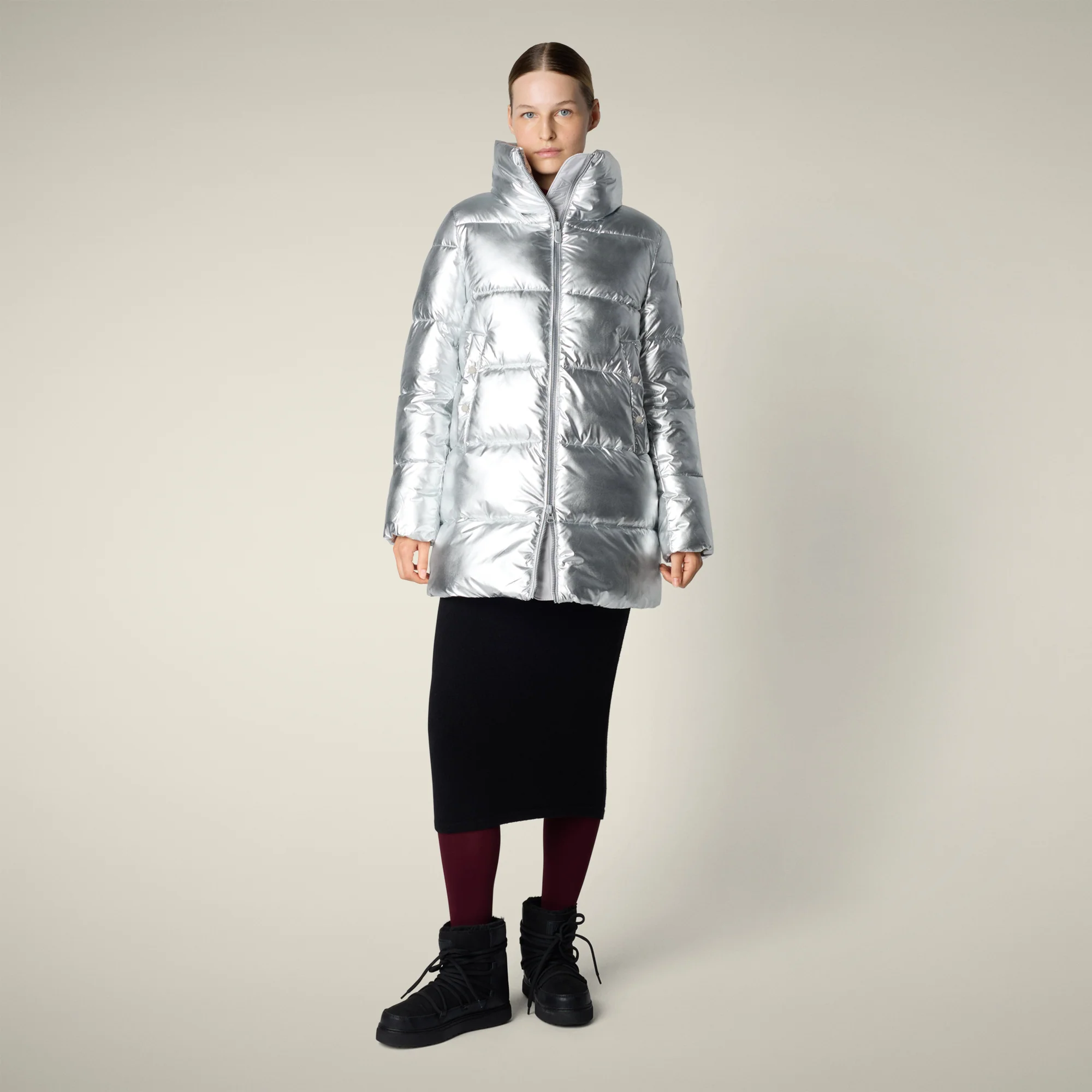 Women's Animal free puffer Coat Gerda in Silver