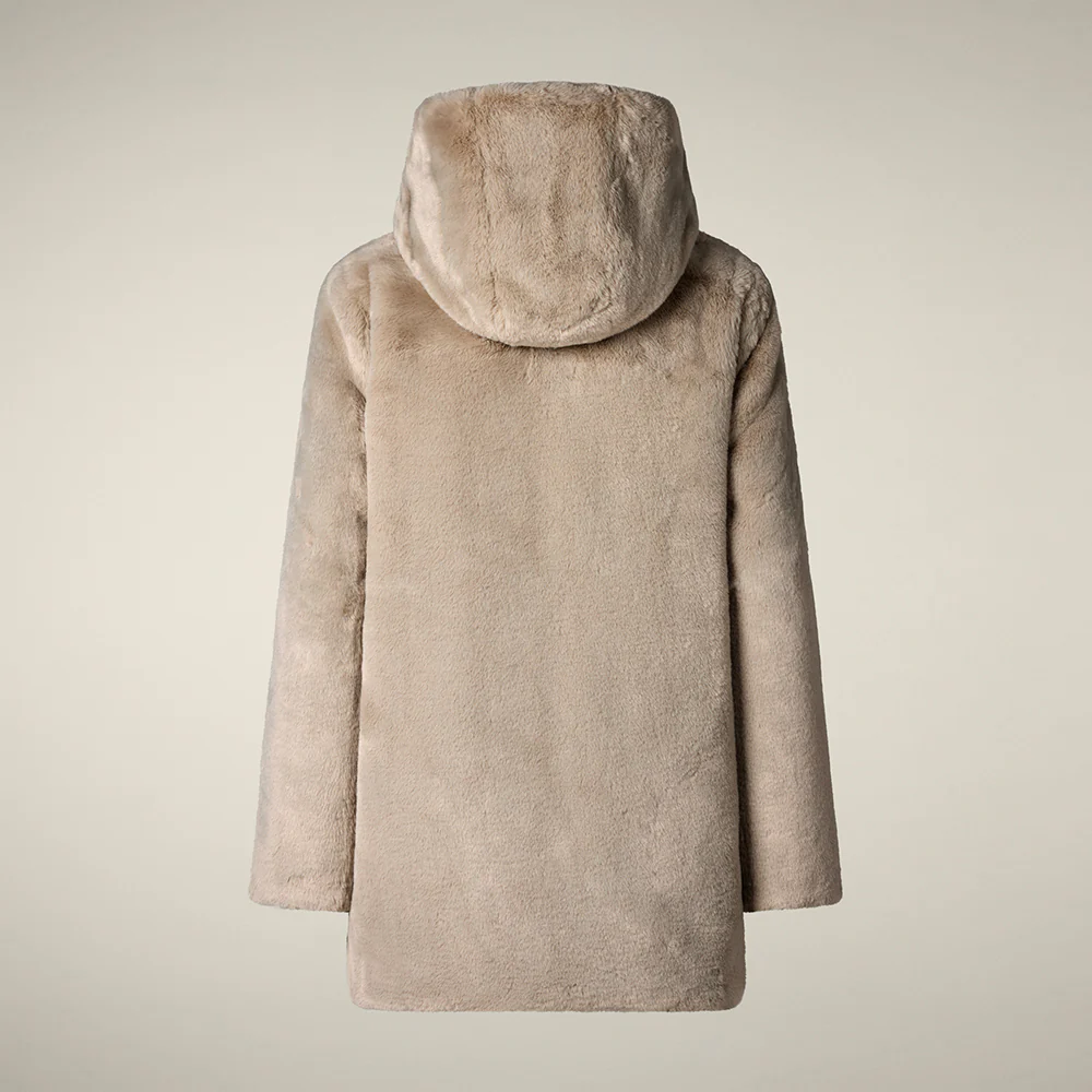 Women's Reversible Faux Fur JACKET Bridget in rainy beige