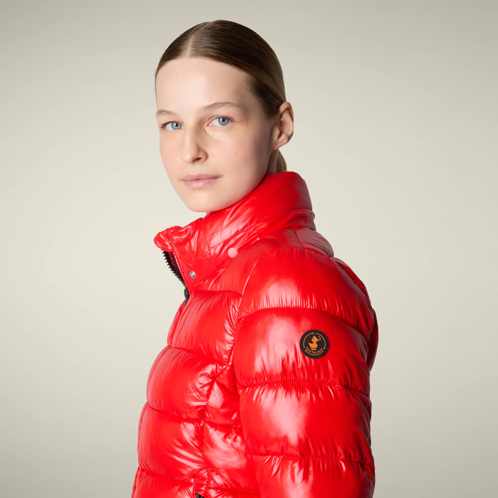 Women's Animal free puffer Jacket Cosmary in fiery red
