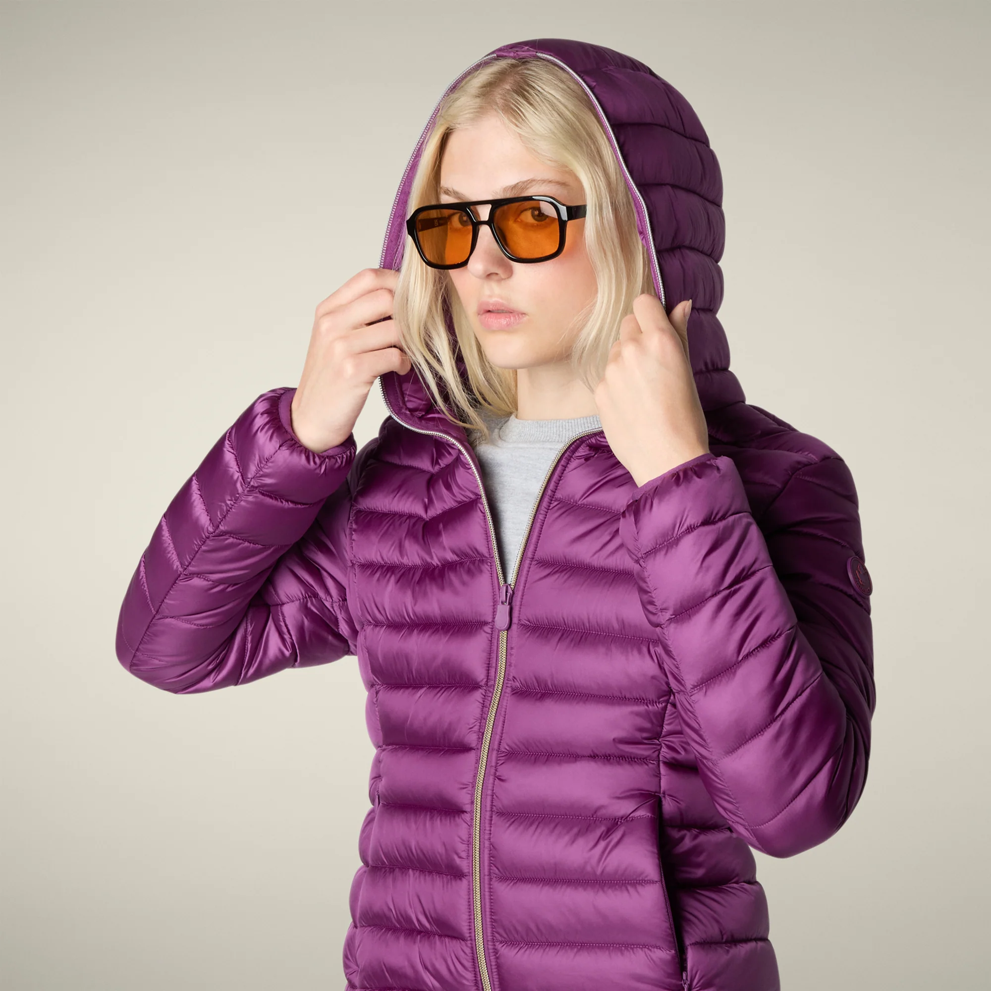 Women's Animal free puffer Jacket Alexis in Cyclamen Violet