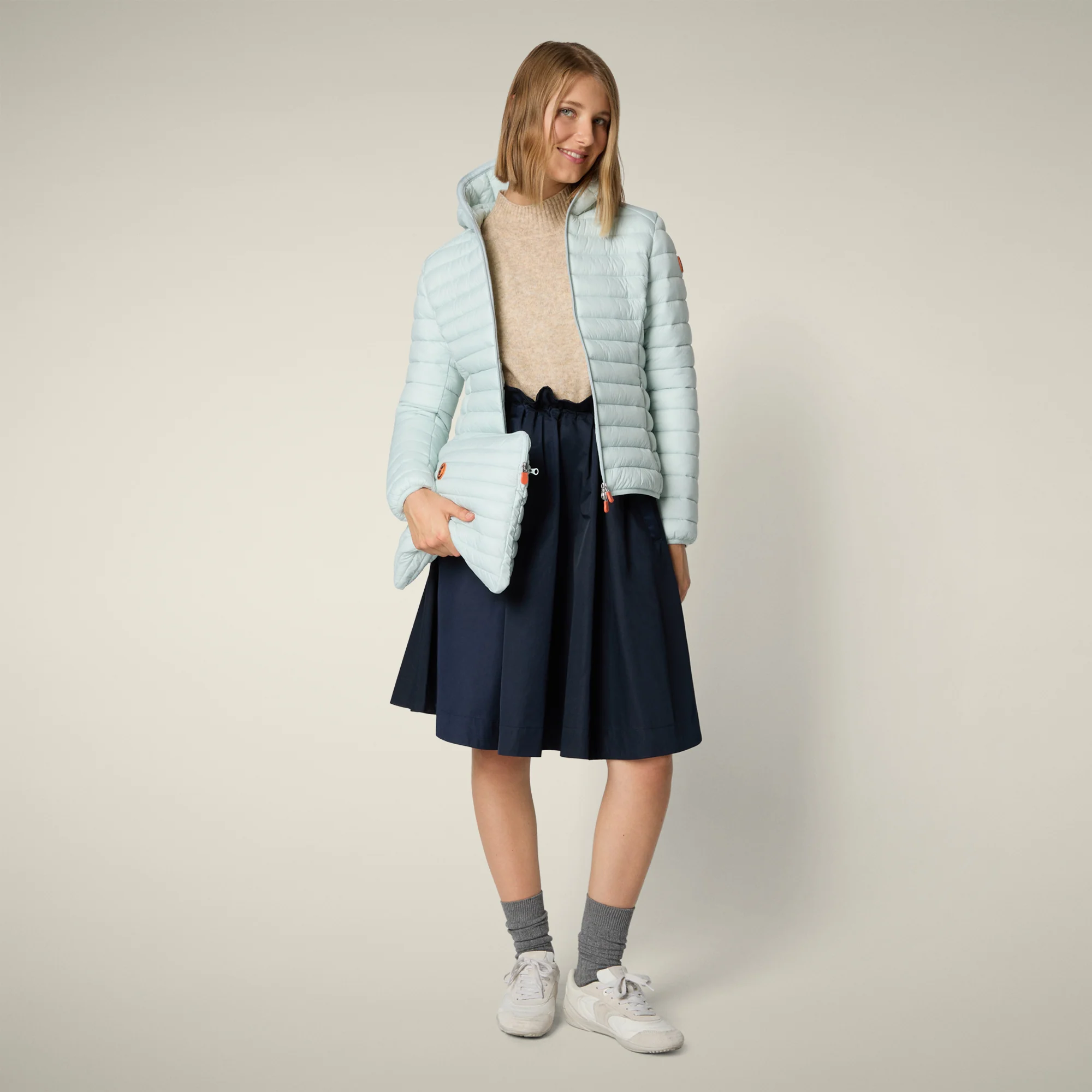 Women's animal free puffer jacket Daisy in glacier blue