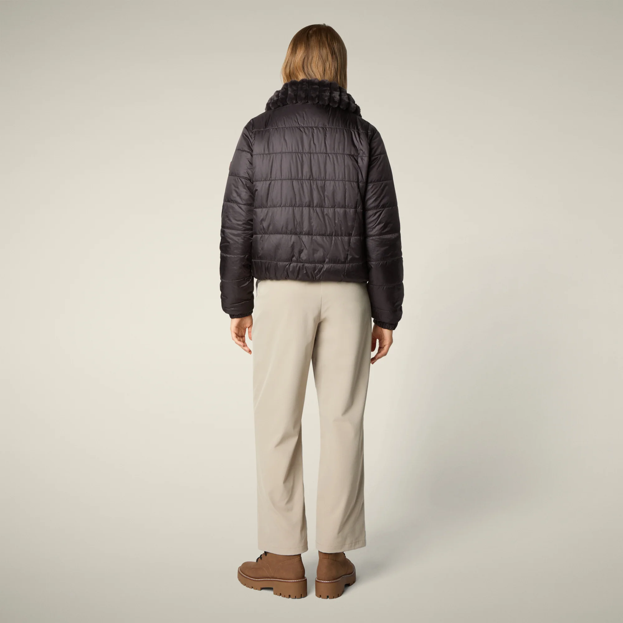 Women's Reversible Faux Fur Jacket elina in brown black