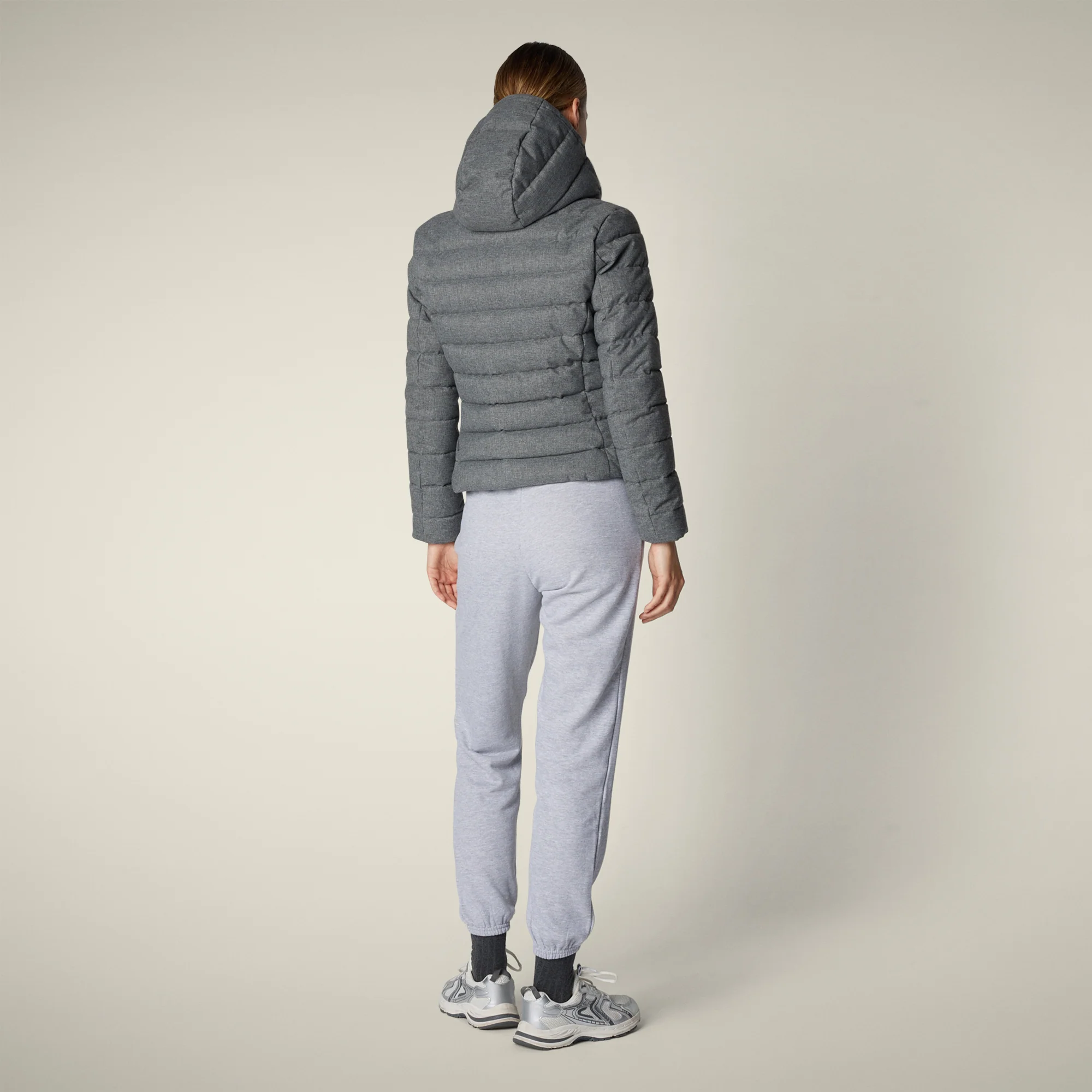 Women's Animal free puffer Jacket Nadia in Mid Grey Melange
