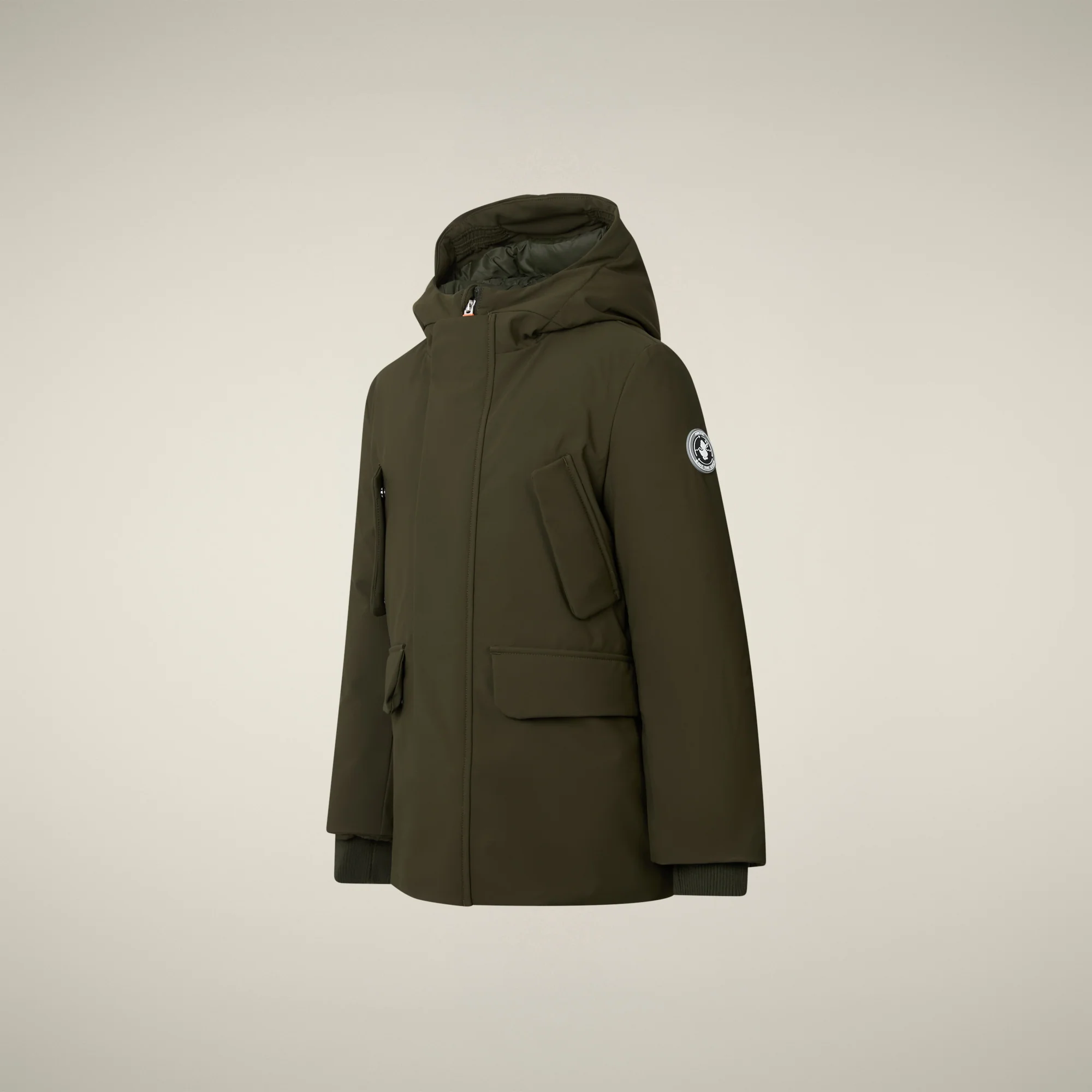 Boys' hooded parka Theo in land green