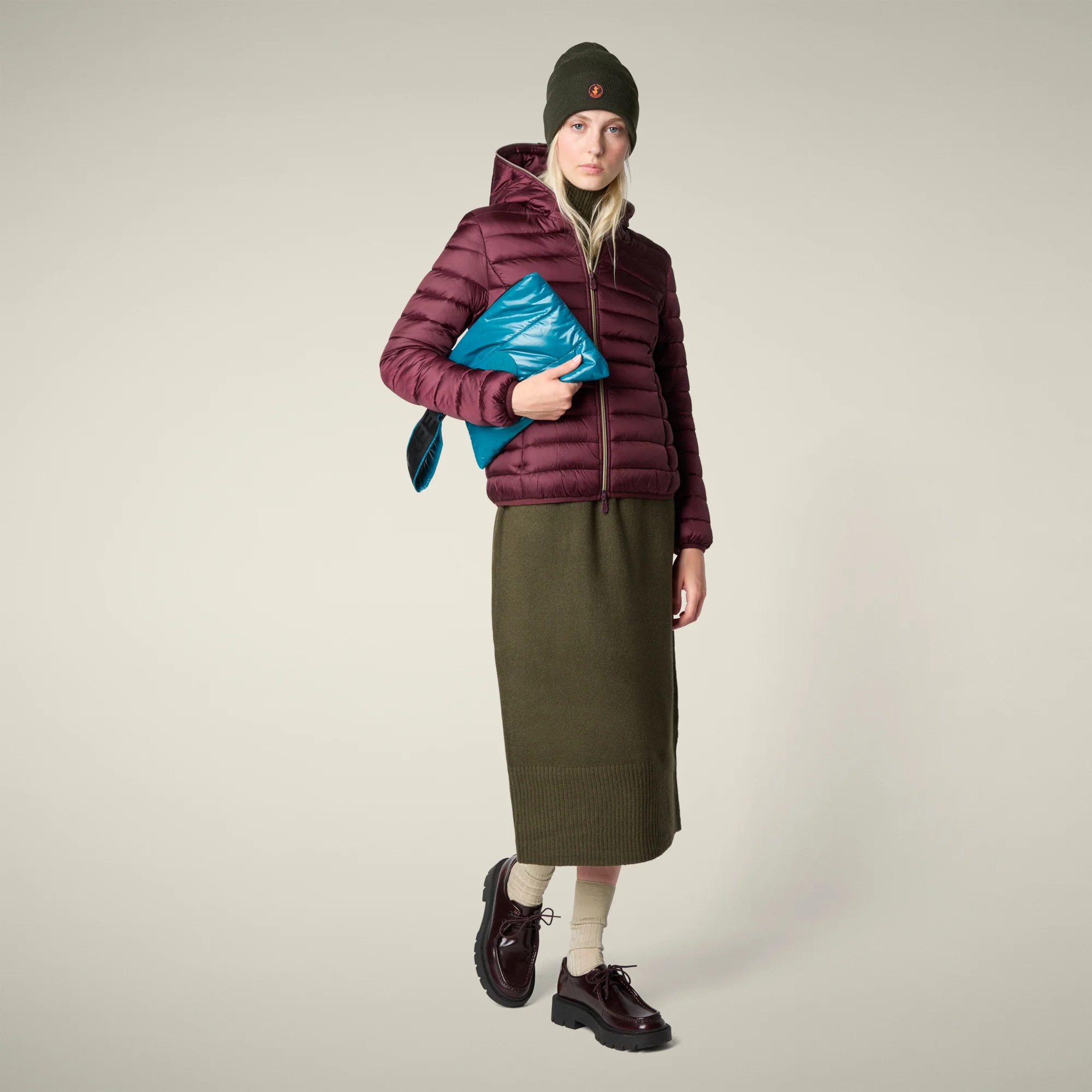 Women's animal free puffer jacket alexis in wine red