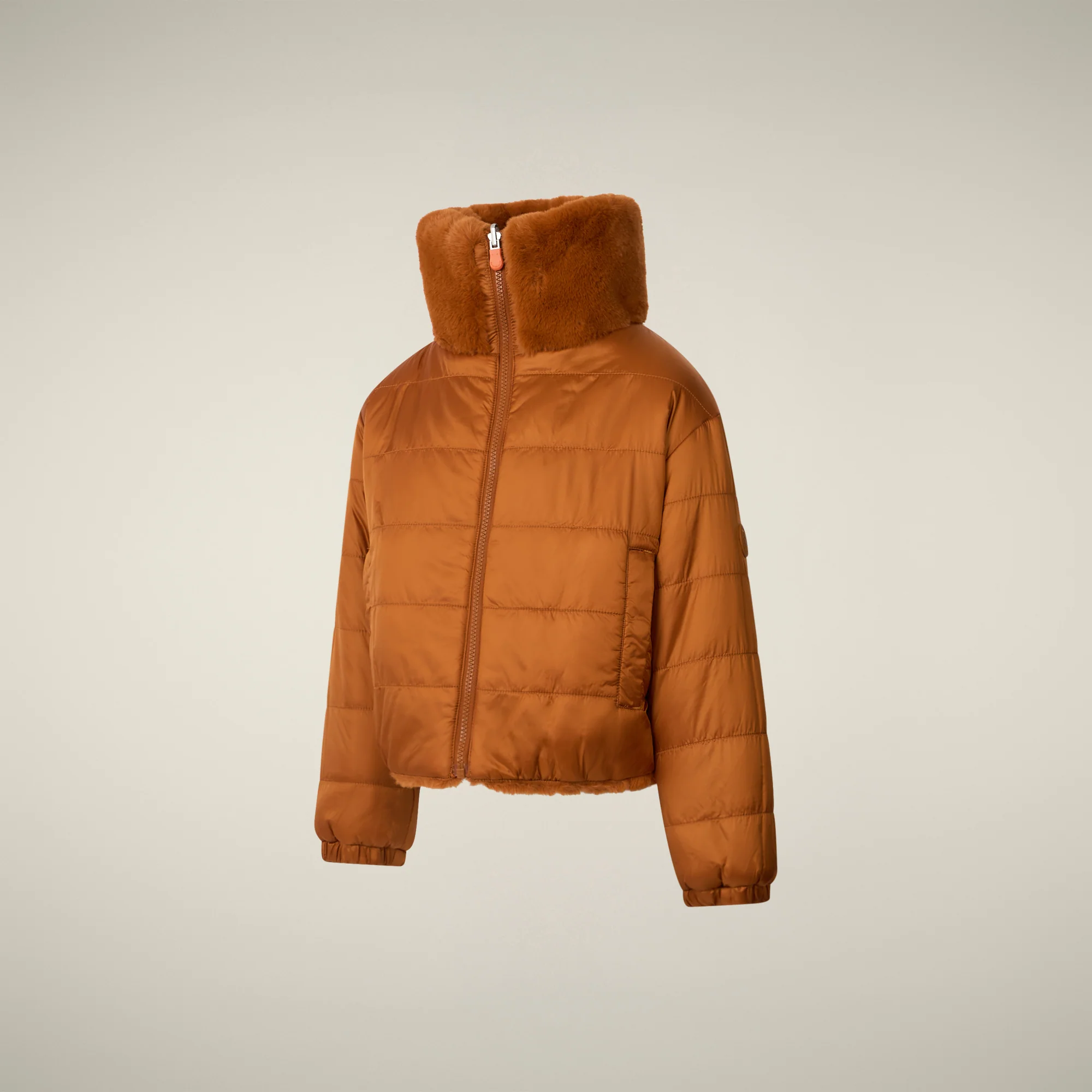 Girls' Reversible Faux Fur Jacket Ceri in Caramel Brown