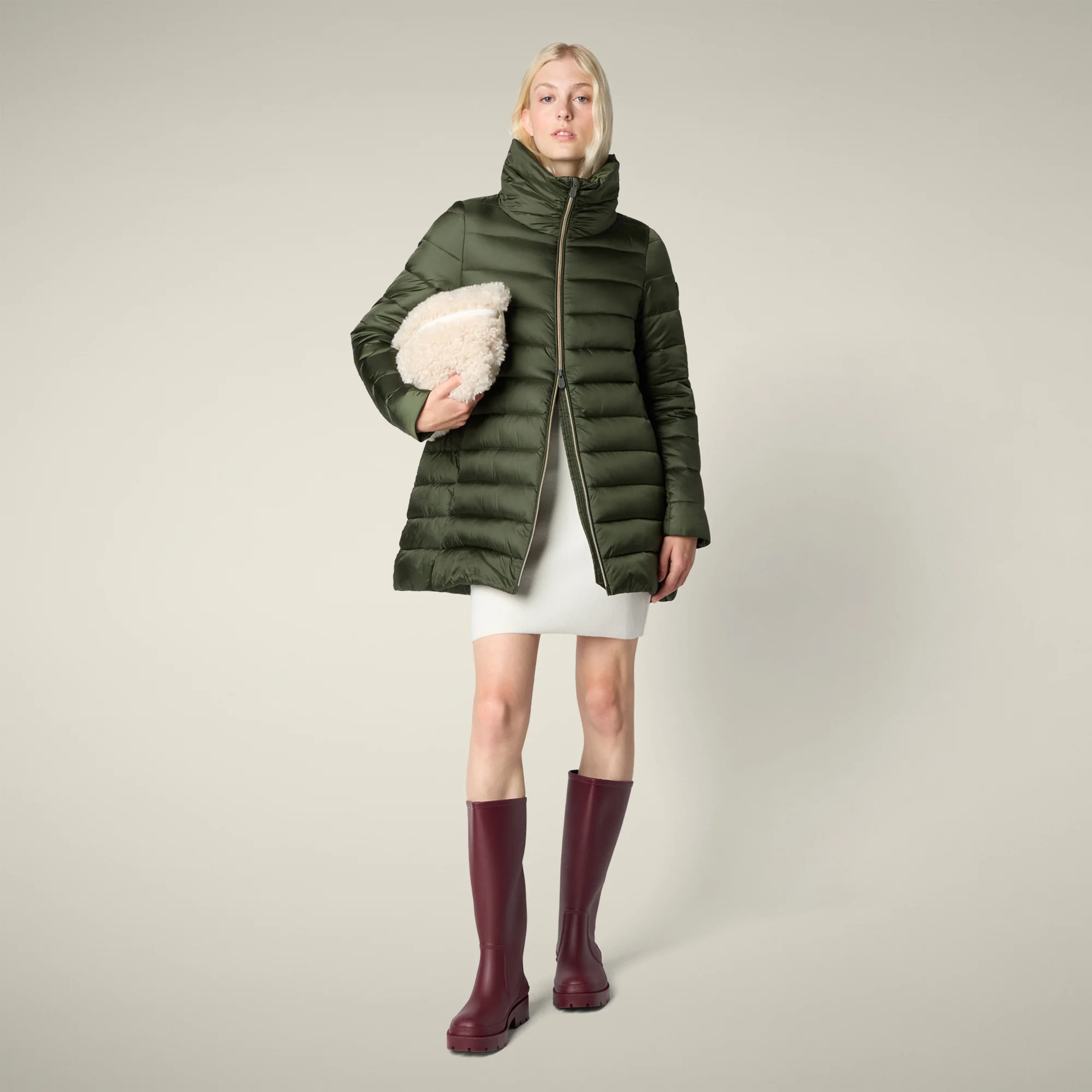 Women's Animal free puffer Jacket Lydia in Pine Green