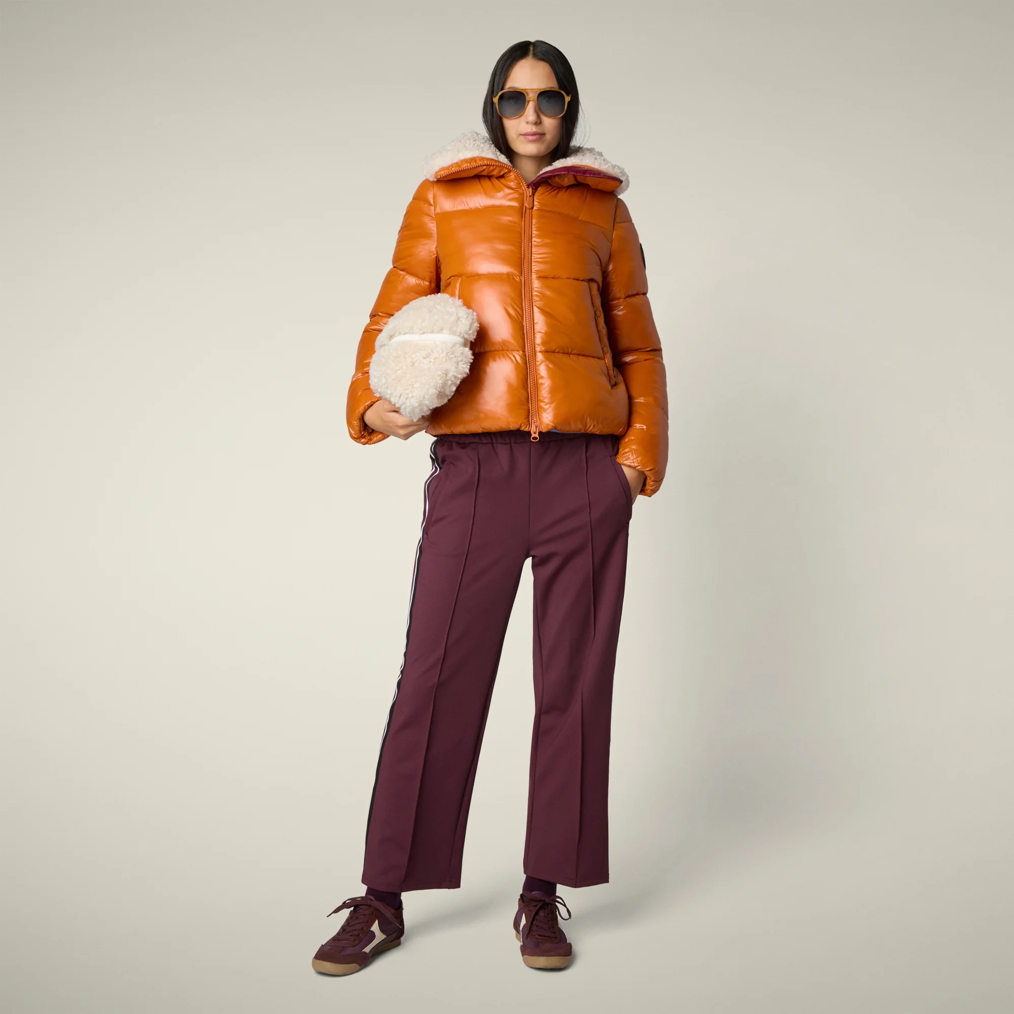 Women's Animal free puffer jacket Moma in fox brown