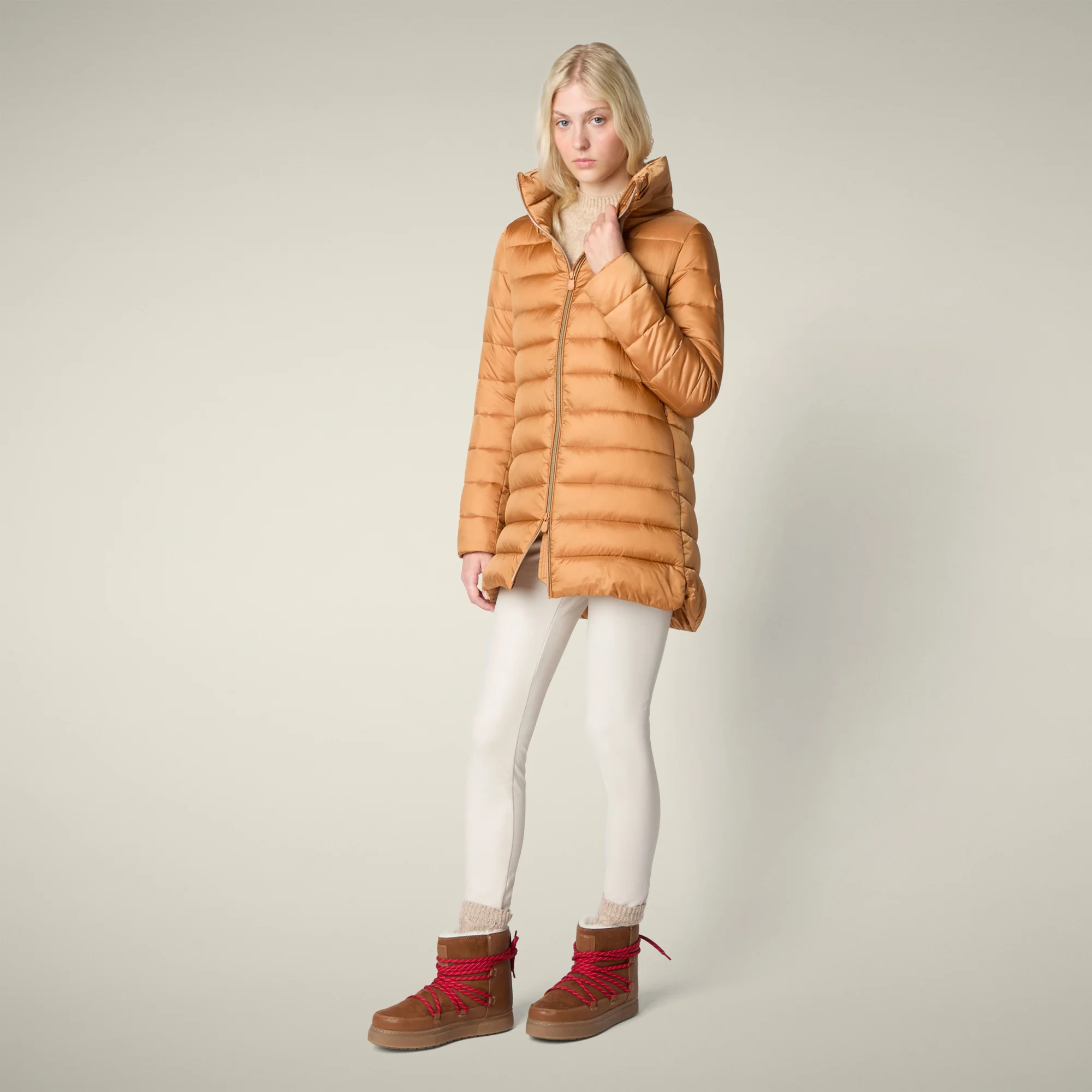 Women's Animal free puffer Jacket Lydia in Toffee Brown