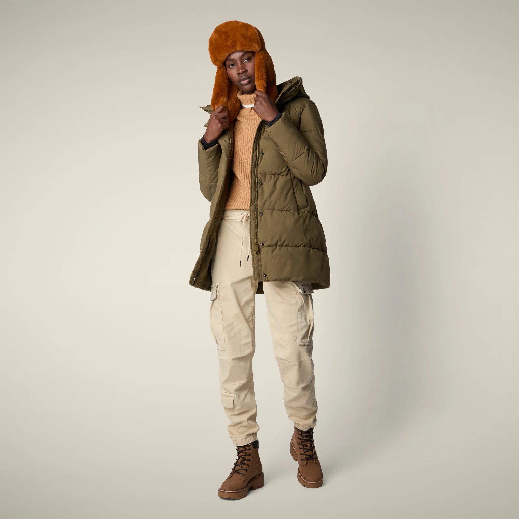 Women's Parka Bethany in Bark Green