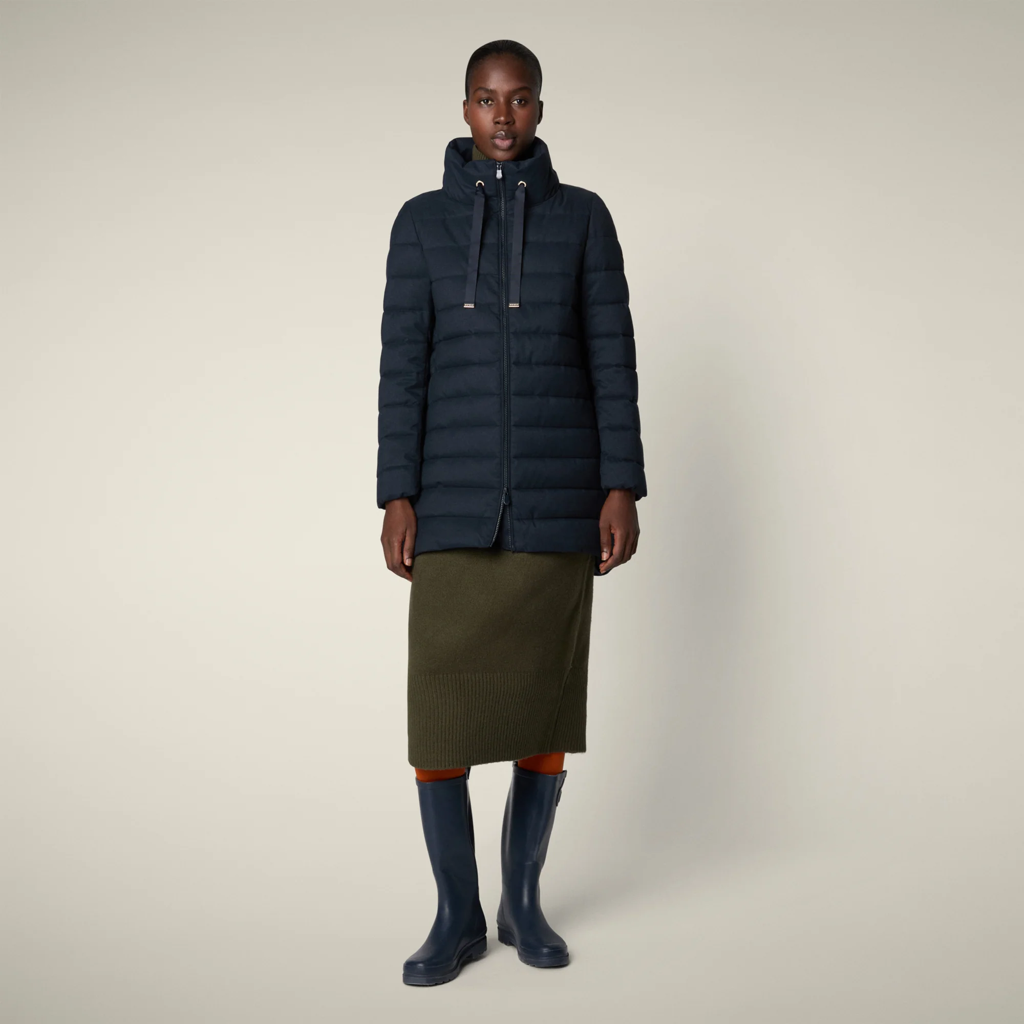 Women's Animal free puffer Coat june in navy blue melange