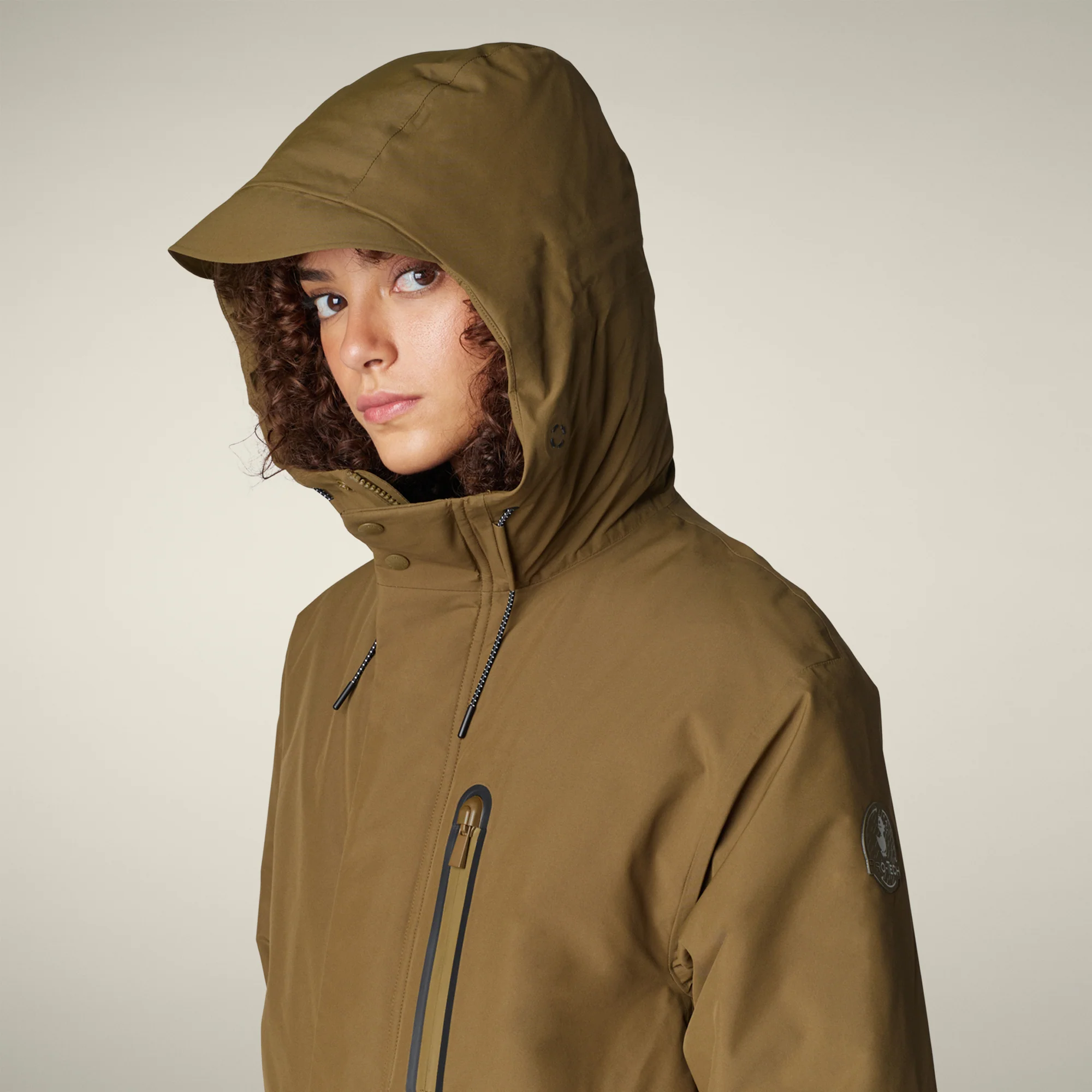 Women's Hooded Raincoat Pauline in bark green
