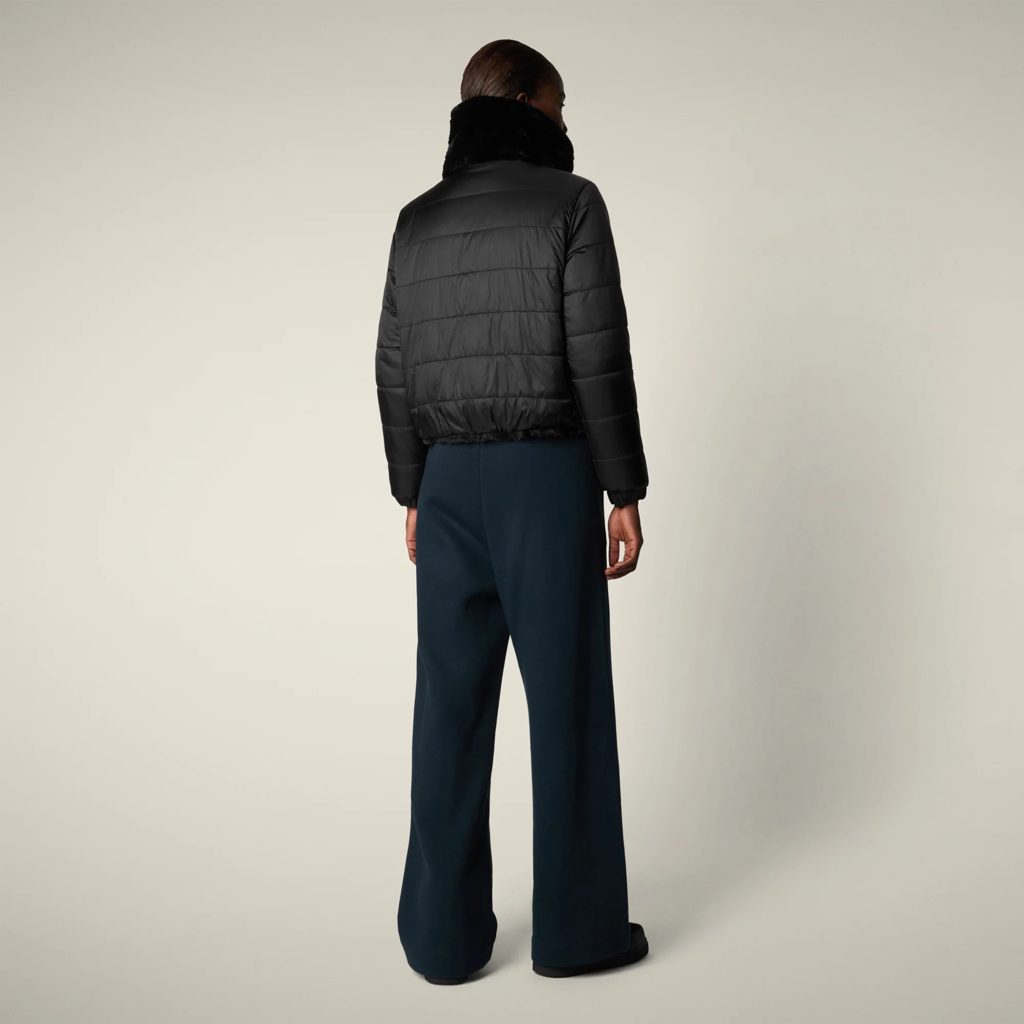 Women's Reversible Faux Fur Jacket Jeon in black