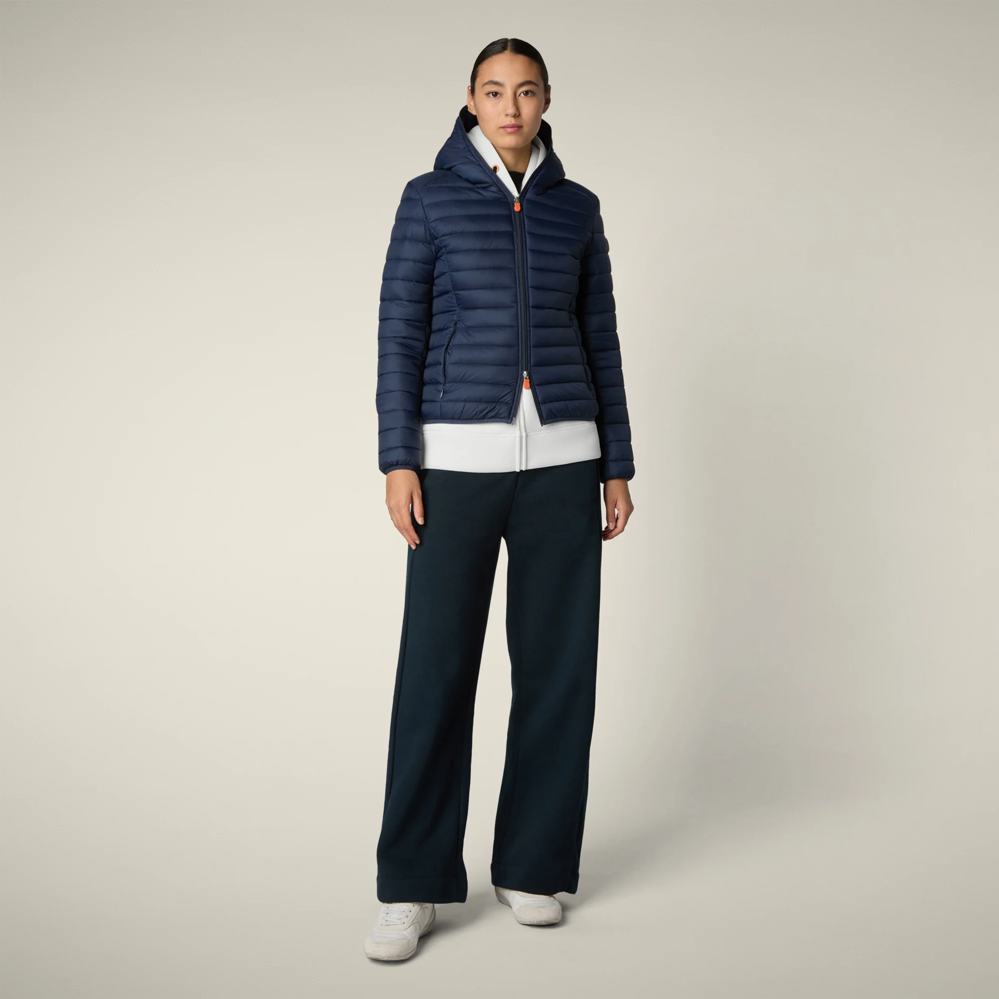 Women's Animal free puffer Jacket Daisy in Navy Blue
