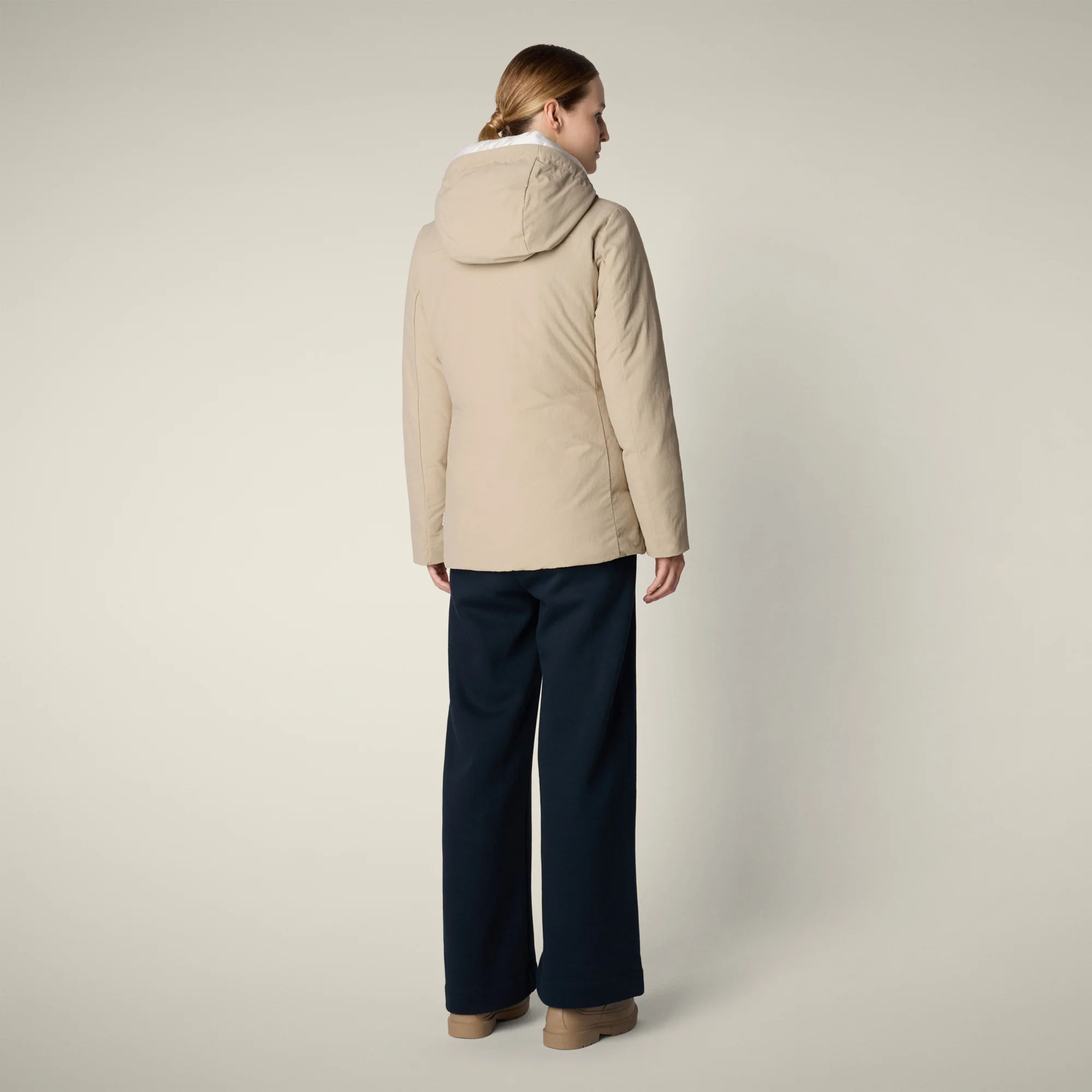 Women's Parka Mina in Stone Beige and Off White
