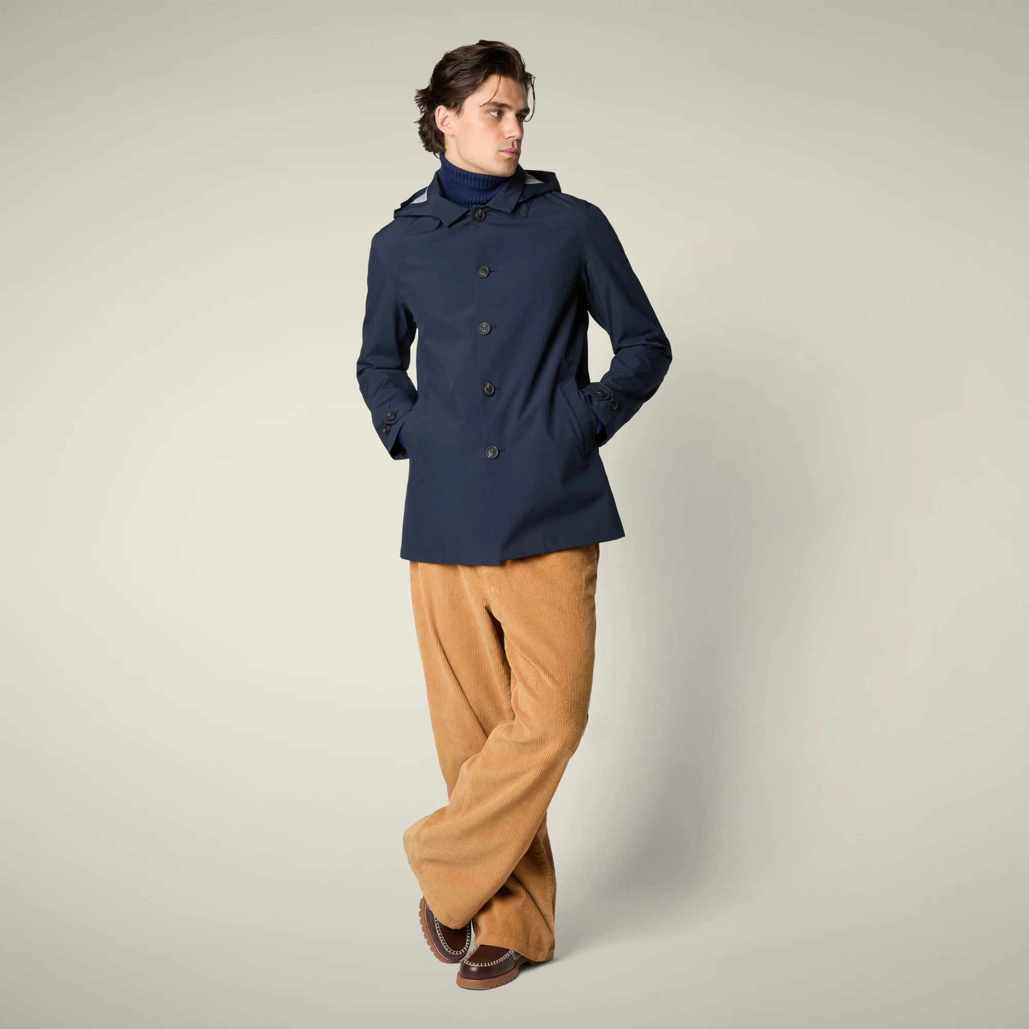 Men's Raincoat Benjamin in Blue Black