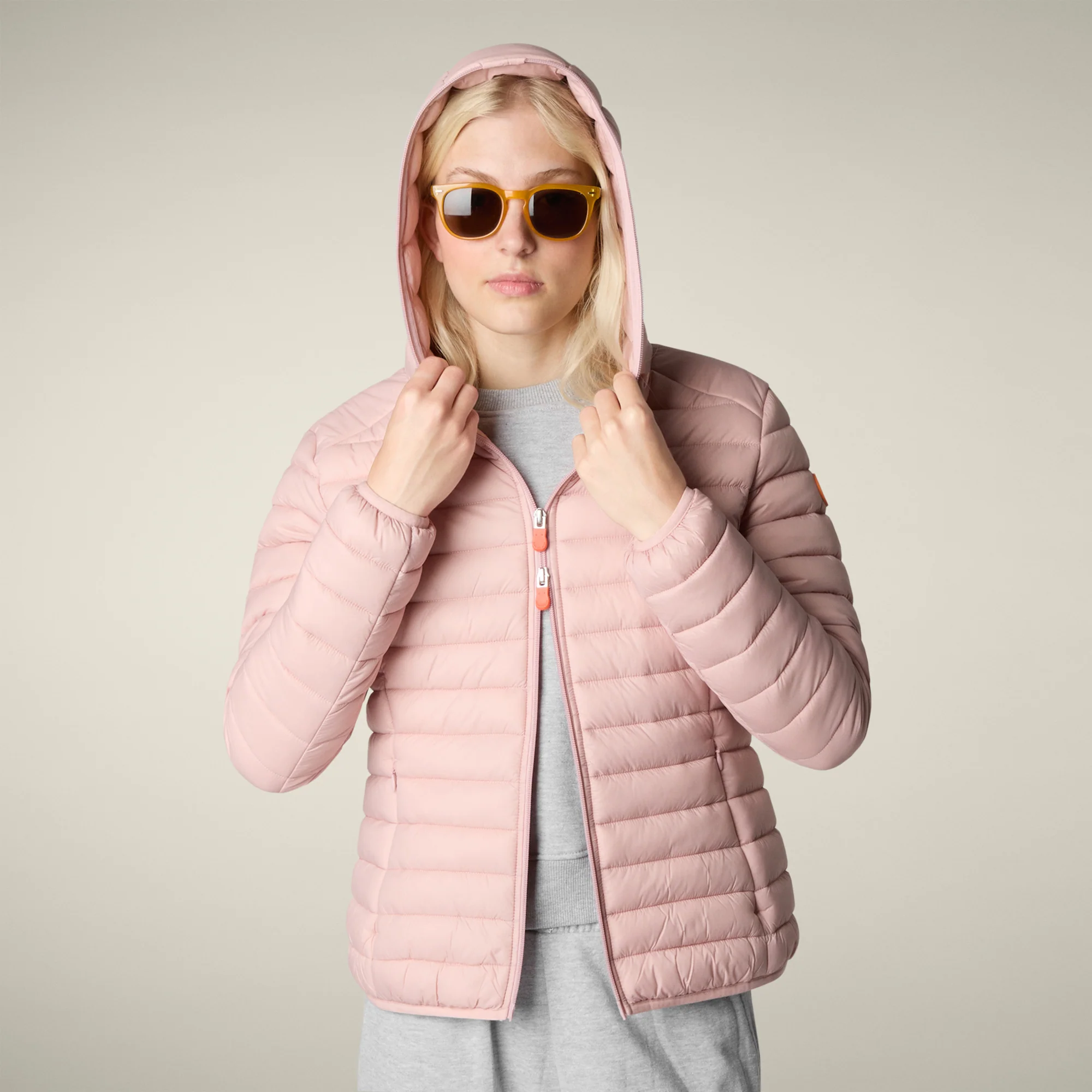 Women's animal free puffer jacket Daisy in blush pink