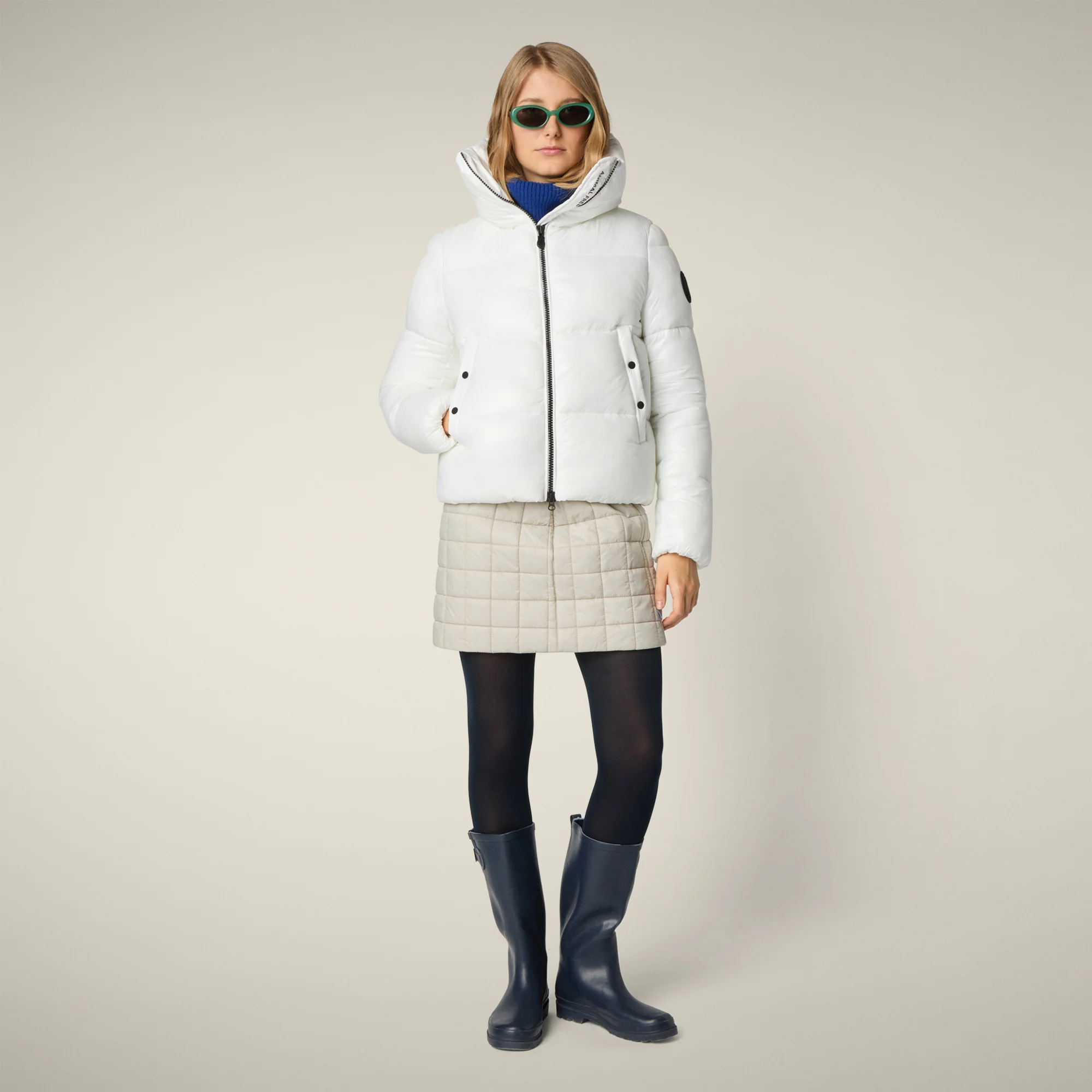 Women's Animal free puffer Jacket Isla in Off White