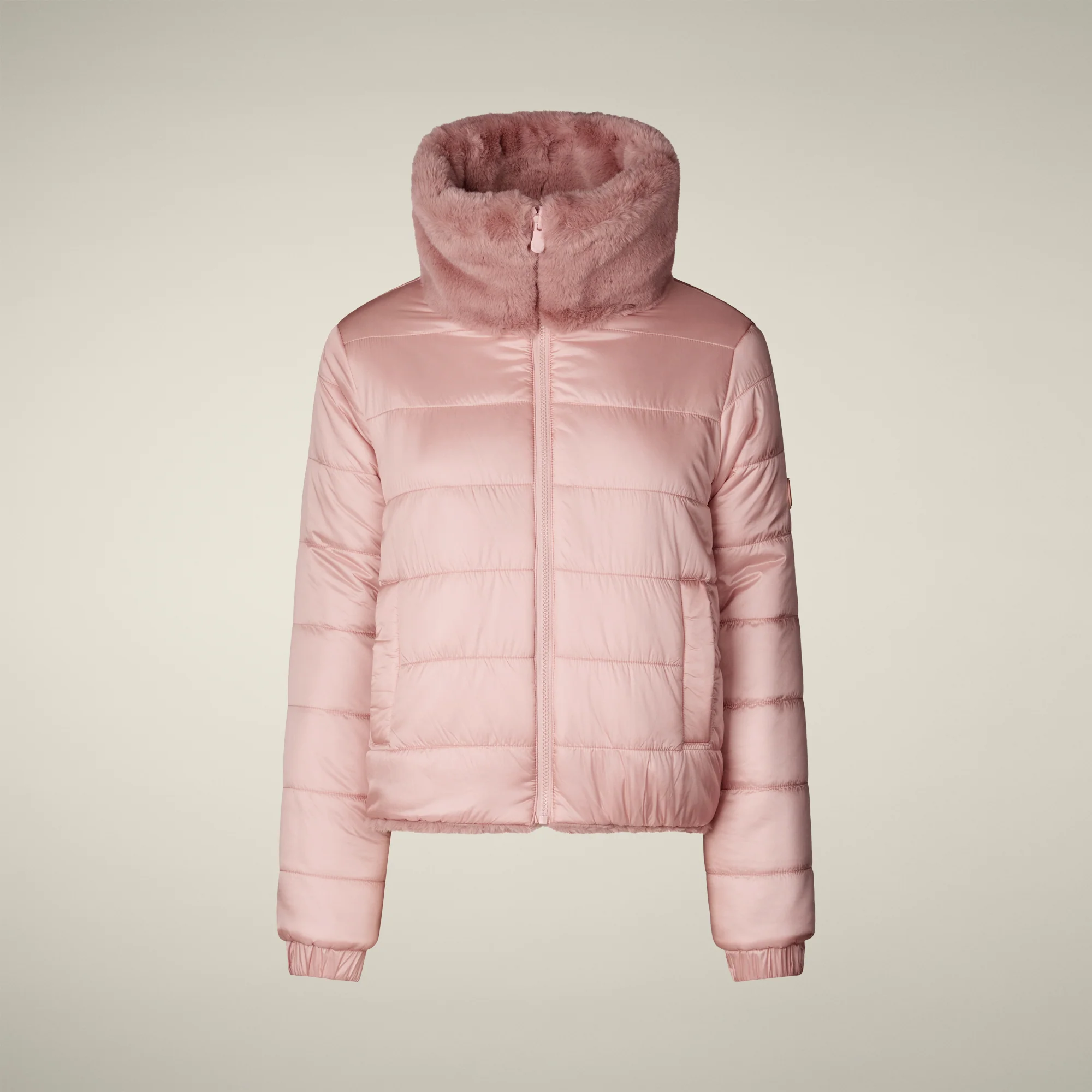 Women's Reversible Faux Fur Jacket Jeon in blush pink