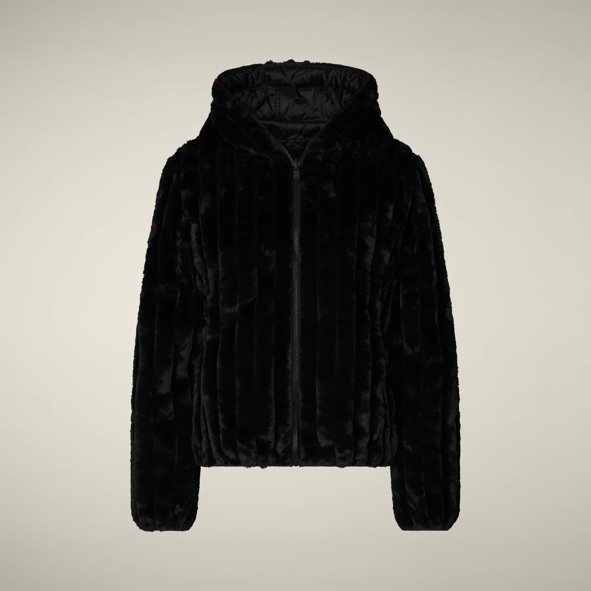 Women's Reversible Faux Fur Jacket este in black