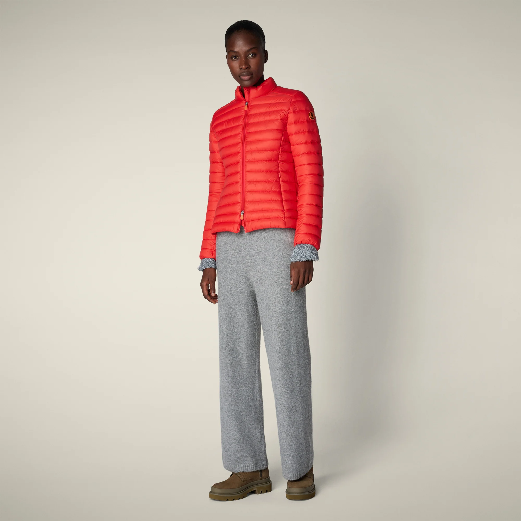 Women's animal free puffer jacket Carly in Fiery red